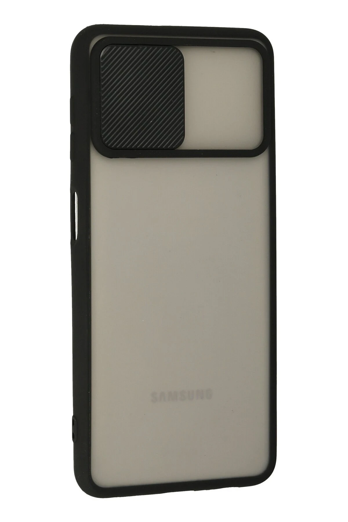 Newface Samsung Galaxy A22 Kılıf Palm Buzlu Kamera Sürgülü Silikon - Siyah