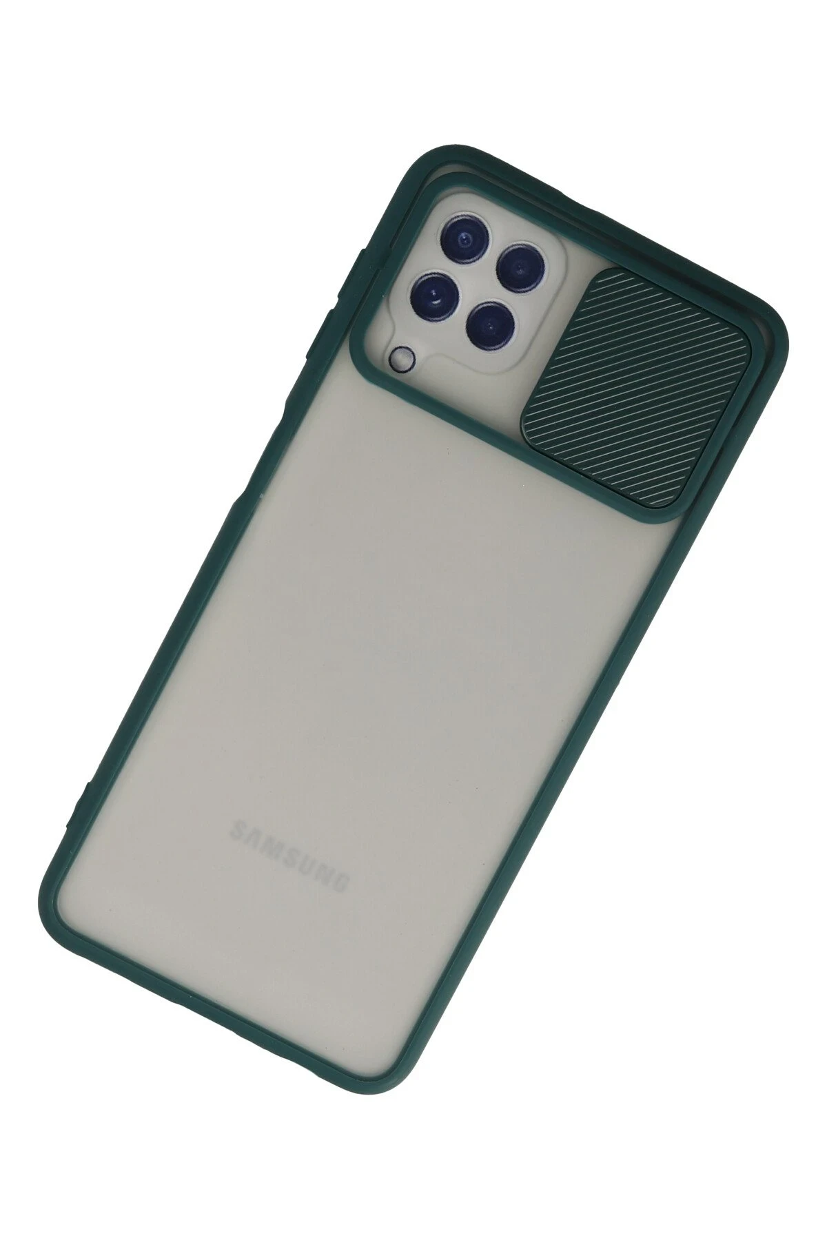 Newface Samsung Galaxy A22 Kılıf Palm Buzlu Kamera Sürgülü Silikon - Yeşil