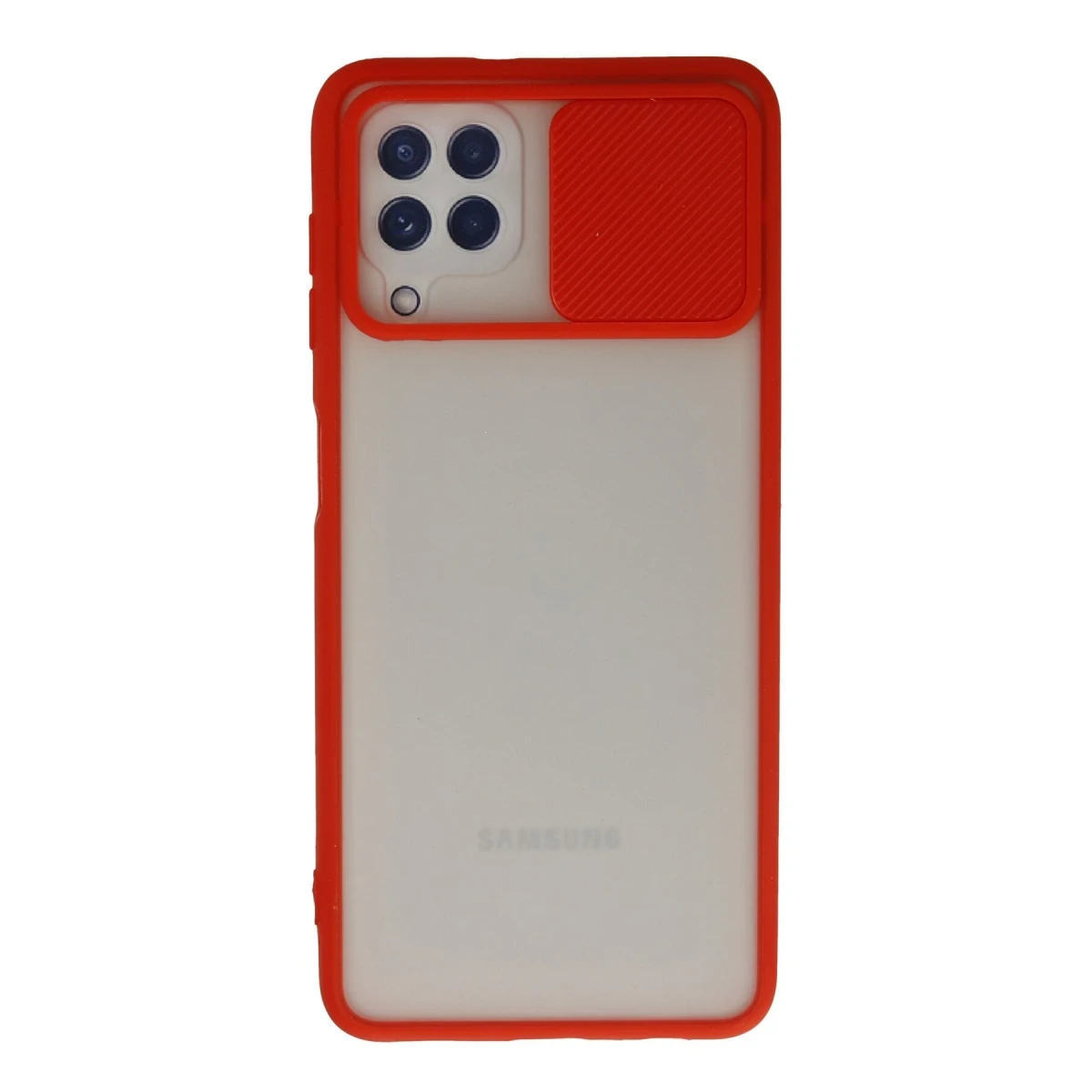 Newface Samsung Galaxy A22 Kılıf Palm Buzlu Kamera Sürgülü Silikon - Kırmızı