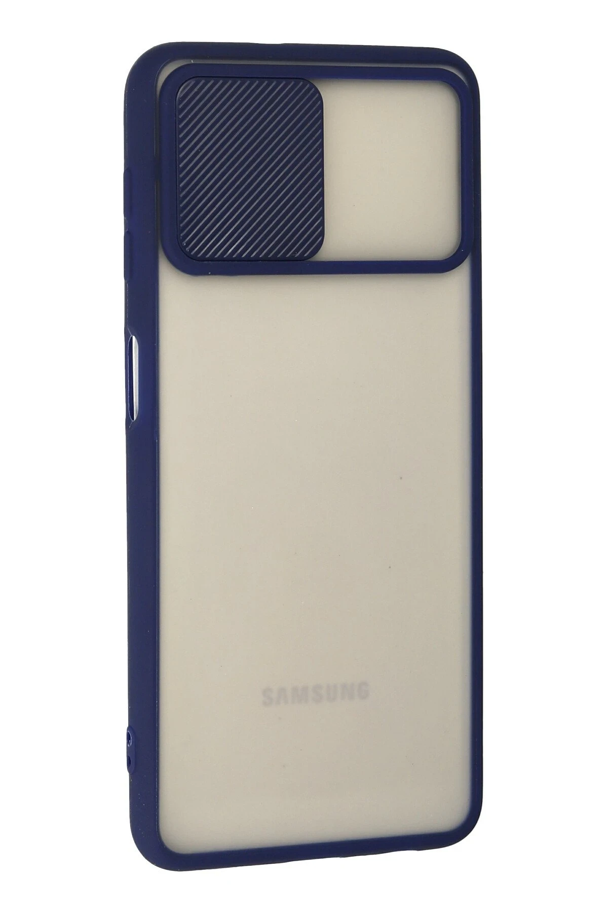 Newface Samsung Galaxy A22 Kılıf Palm Buzlu Kamera Sürgülü Silikon - Lacivert