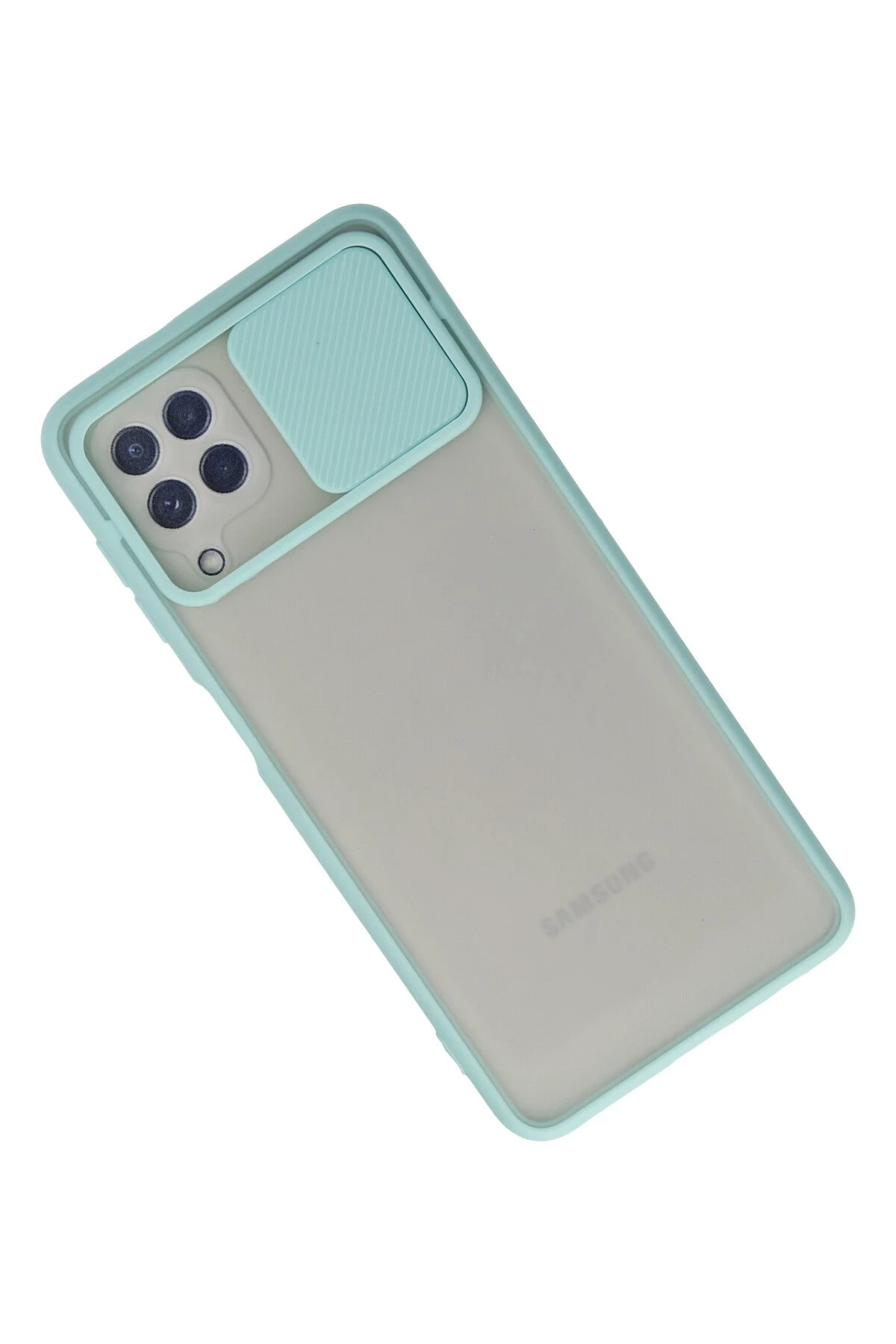 Newface Samsung Galaxy A22 Kılıf Palm Buzlu Kamera Sürgülü Silikon - Turkuaz