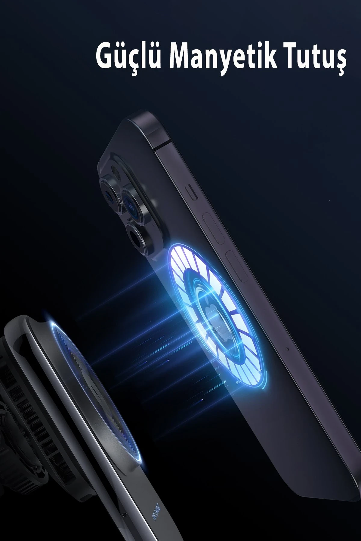 Newface S15 2in1 Izgara Klipsli 15W Telefon ve 5W Apple Watch Kablosuz Şarj Destekli Soğutucu Fanlı Manyetik Magsafe Araç Tutucu - Siyah — görsel 6
