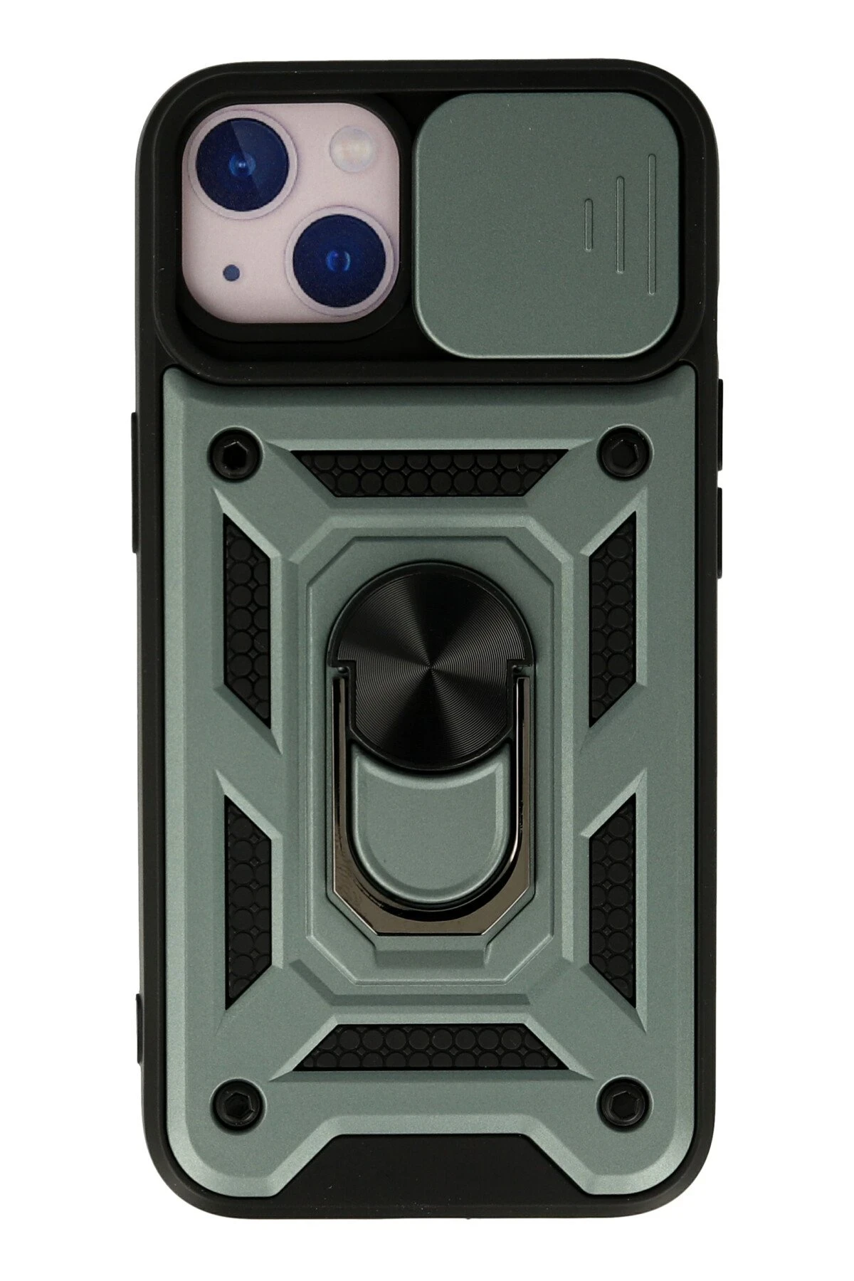 Newface iPhone 13 Kılıf Pars Lens Yüzüklü Silikon - Yeşil