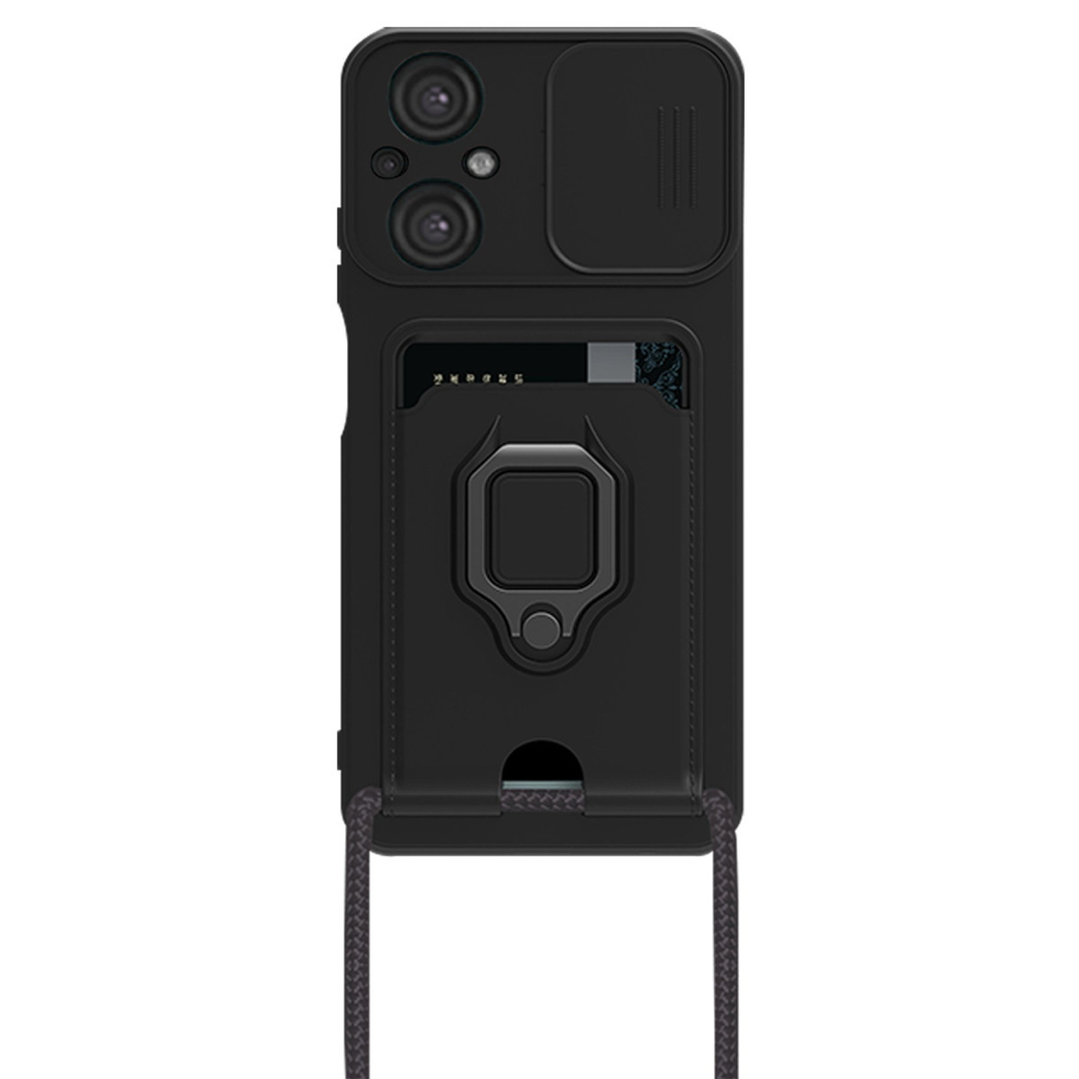 Newface Xiaomi Poco M5 Kılıf Zuma Kartvizitli Yüzüklü Silikon - Siyah — görsel 8