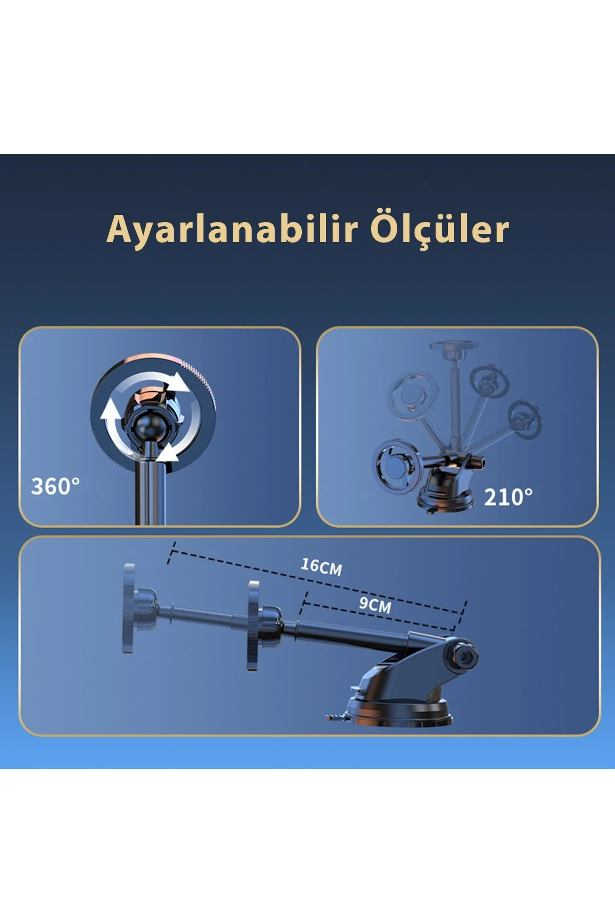Newface Q33 Ayarlanabilir Yapışkanlı Manyetik Magsafe Araç Tutucu - Siyah — görsel 2