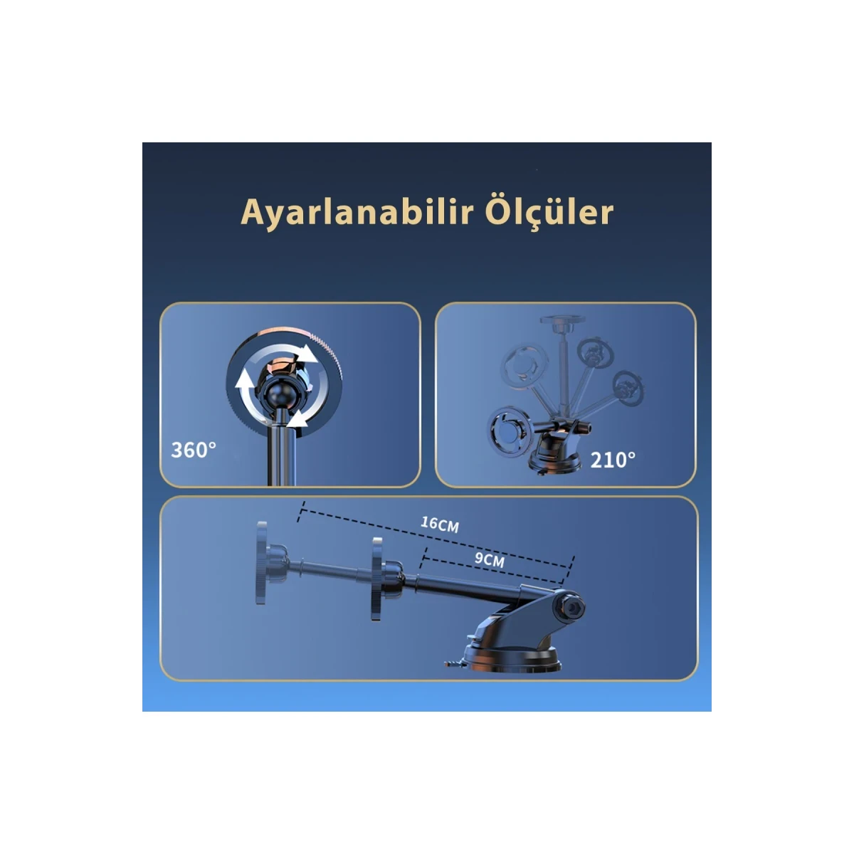 Newface Q33 Ayarlanabilir Yapışkanlı Manyetik Magsafe Araç Tutucu - Siyah — görsel 9