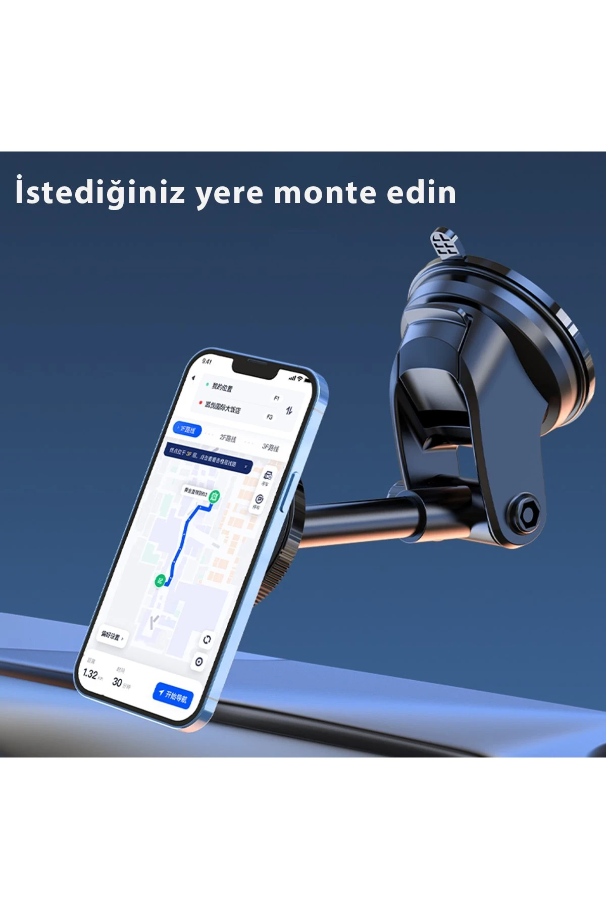 Newface Q33 Ayarlanabilir Yapışkanlı Manyetik Magsafe Araç Tutucu - Siyah — görsel 7
