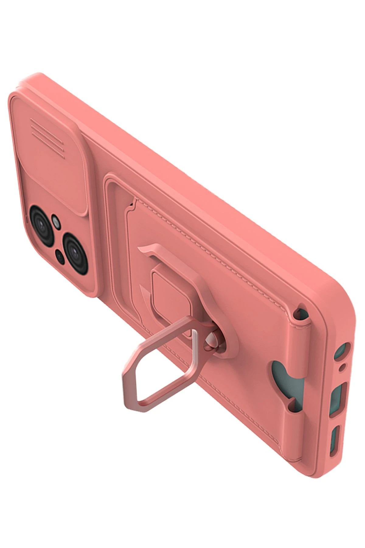 Newface Xiaomi Poco M5 Kılıf Zuma Kartvizitli Yüzüklü Silikon - Pembe
