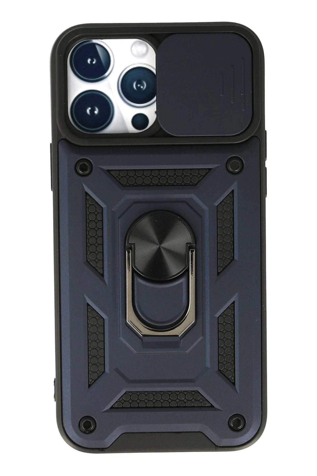 Newface iPhone 13 Pro Max Kılıf Pars Lens Yüzüklü Silikon - Lacivert