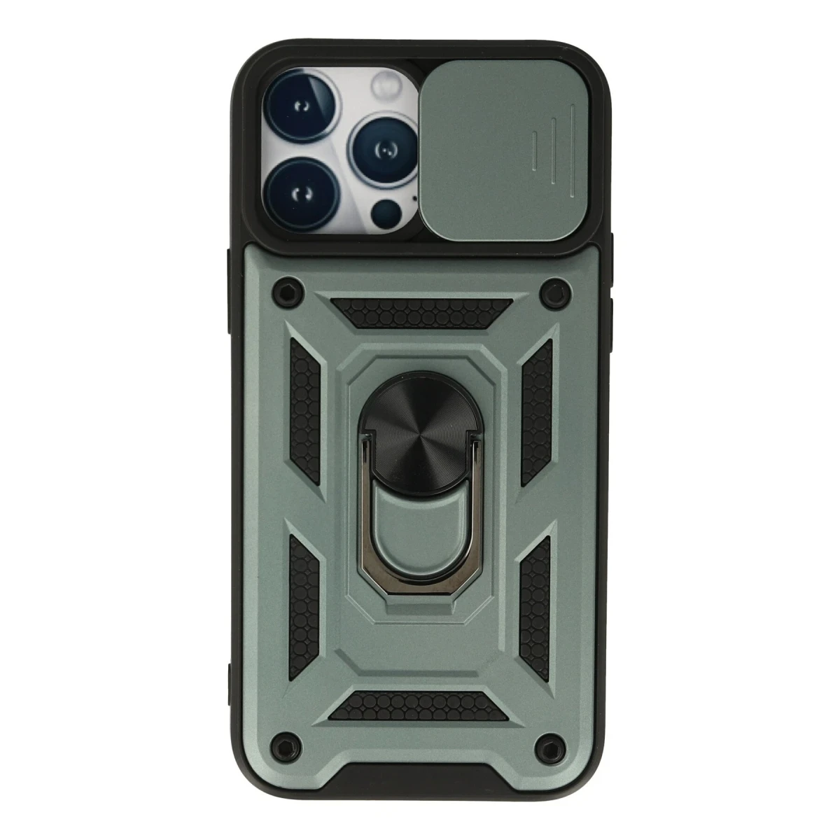 Newface Apple iPhone 13 Pro Max Kılıf Pars Lens Yüzüklü Silikon - Yeşil