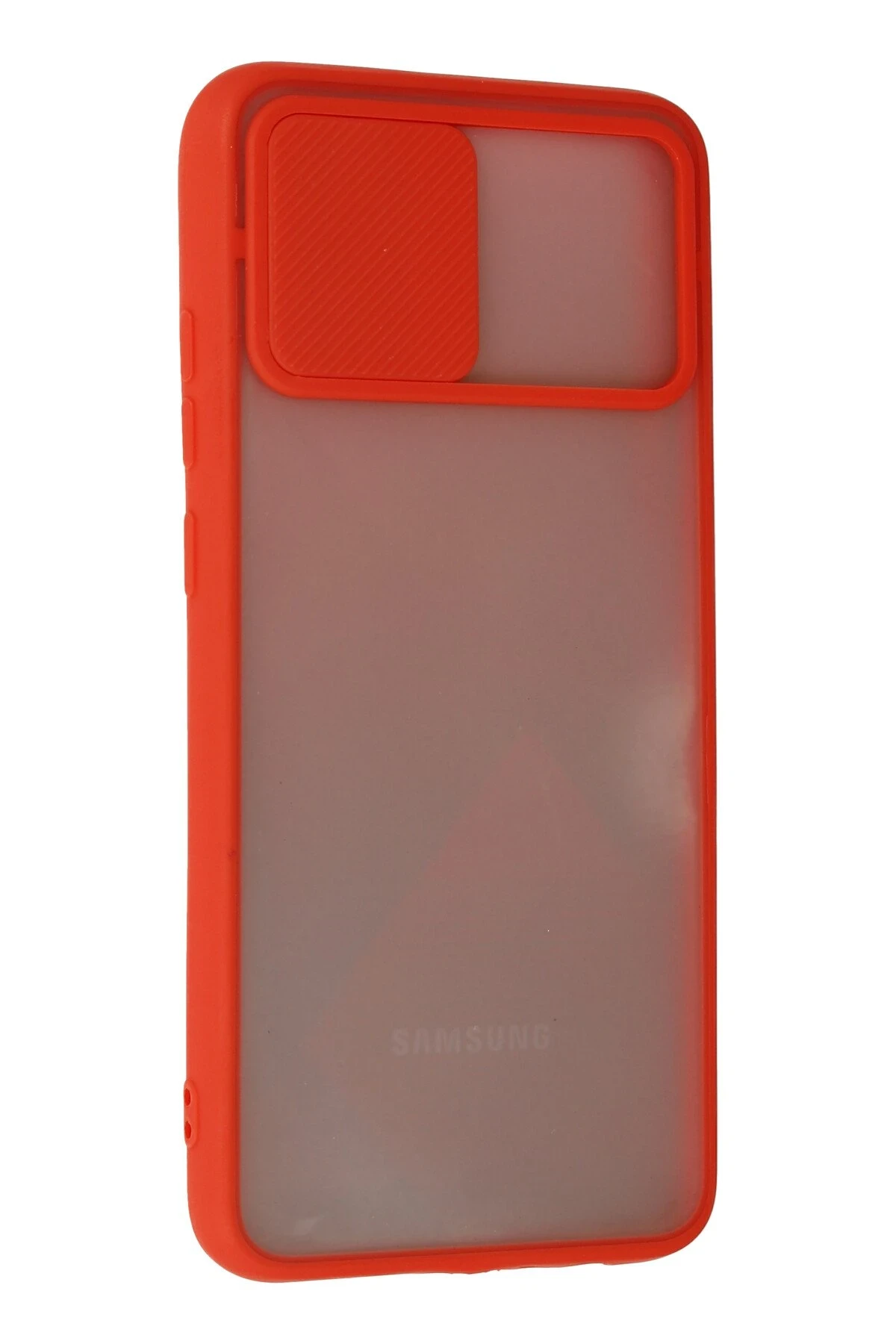 Newface Samsung Galaxy A03S Kılıf Palm Buzlu Kamera Sürgülü Silikon - Kırmızı