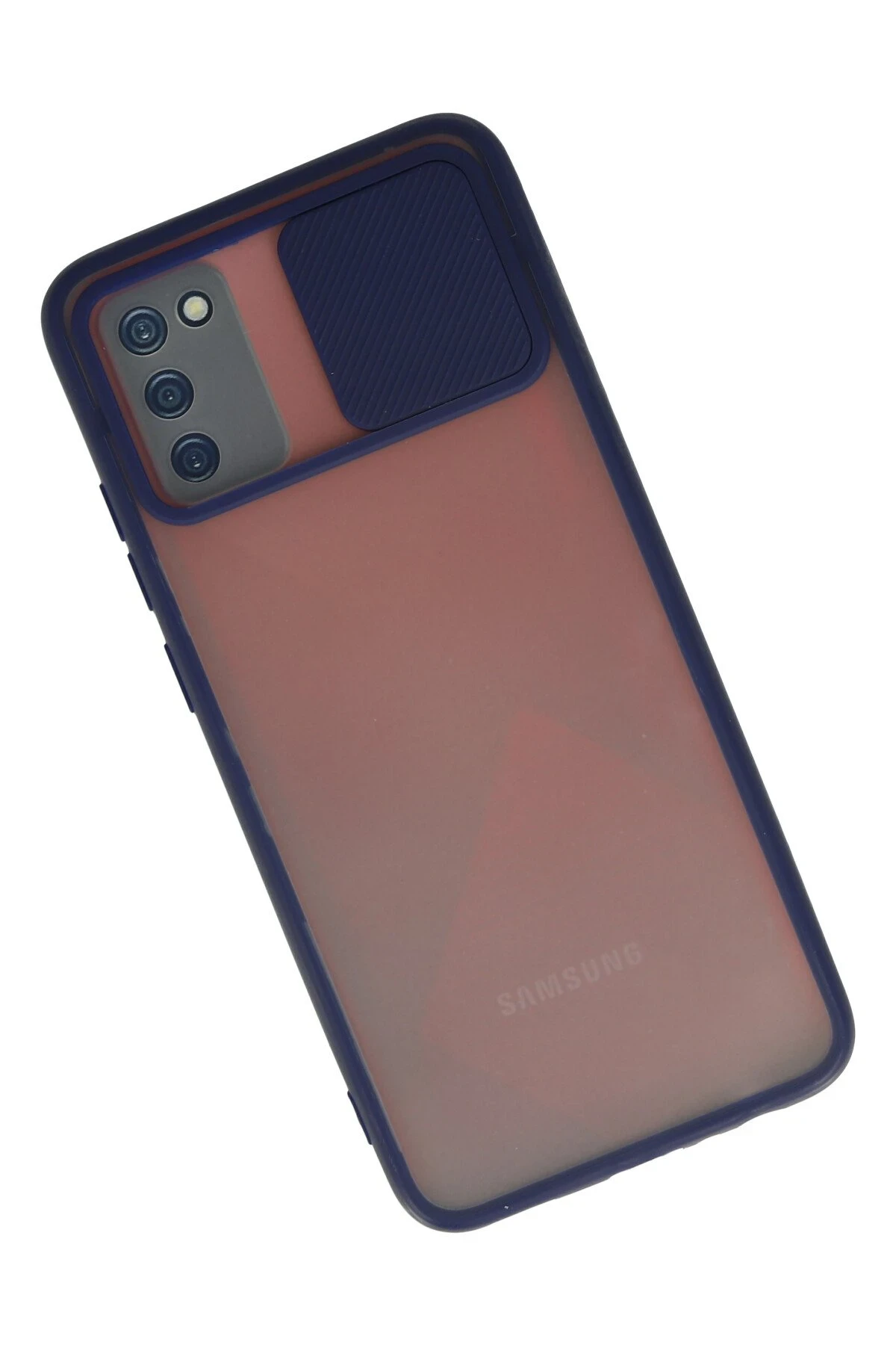 Newface Samsung Galaxy A03S Kılıf Palm Buzlu Kamera Sürgülü Silikon - Lacivert