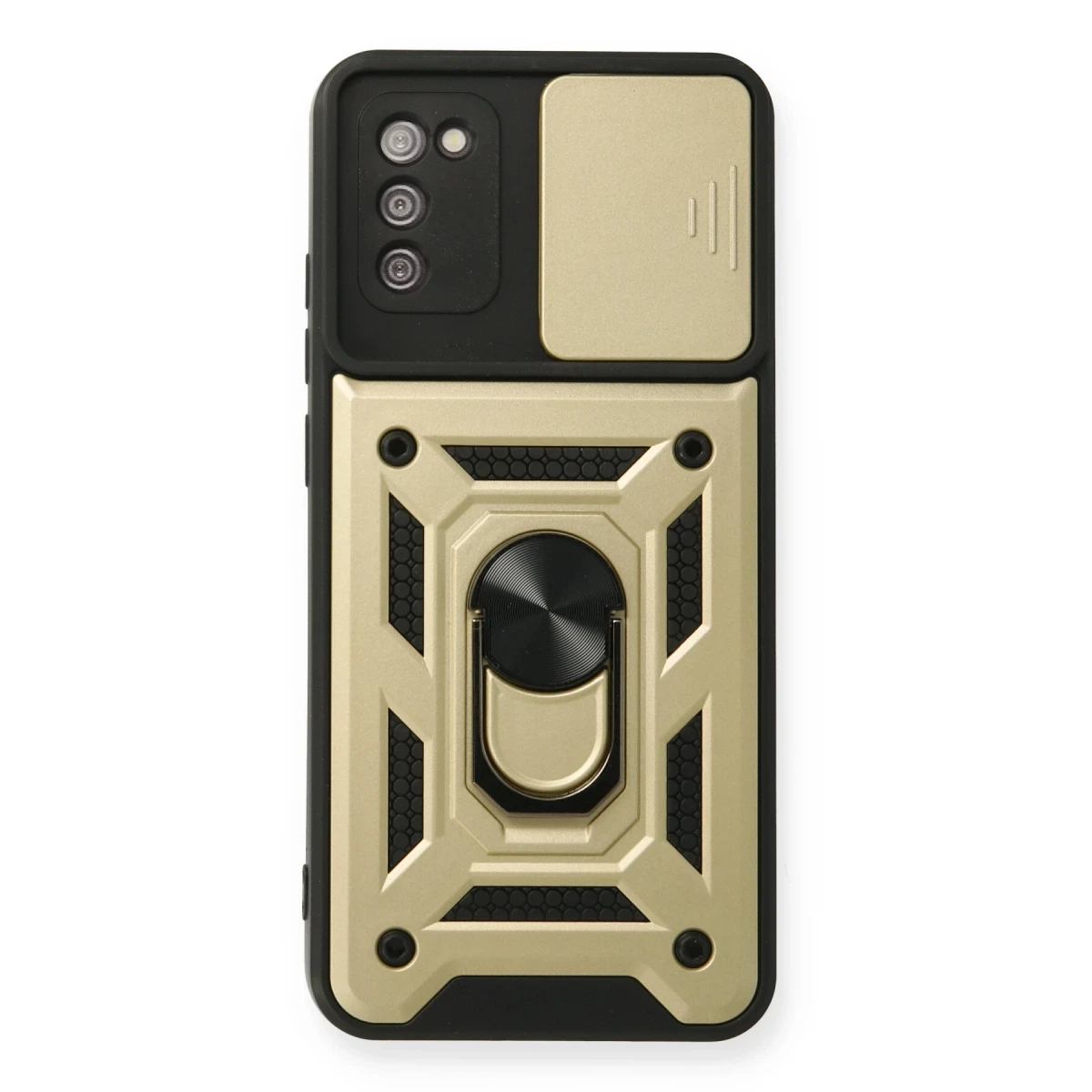 Newface Samsung Galaxy A03S Kılıf Pars Lens Yüzüklü Silikon - Gold — görsel 4