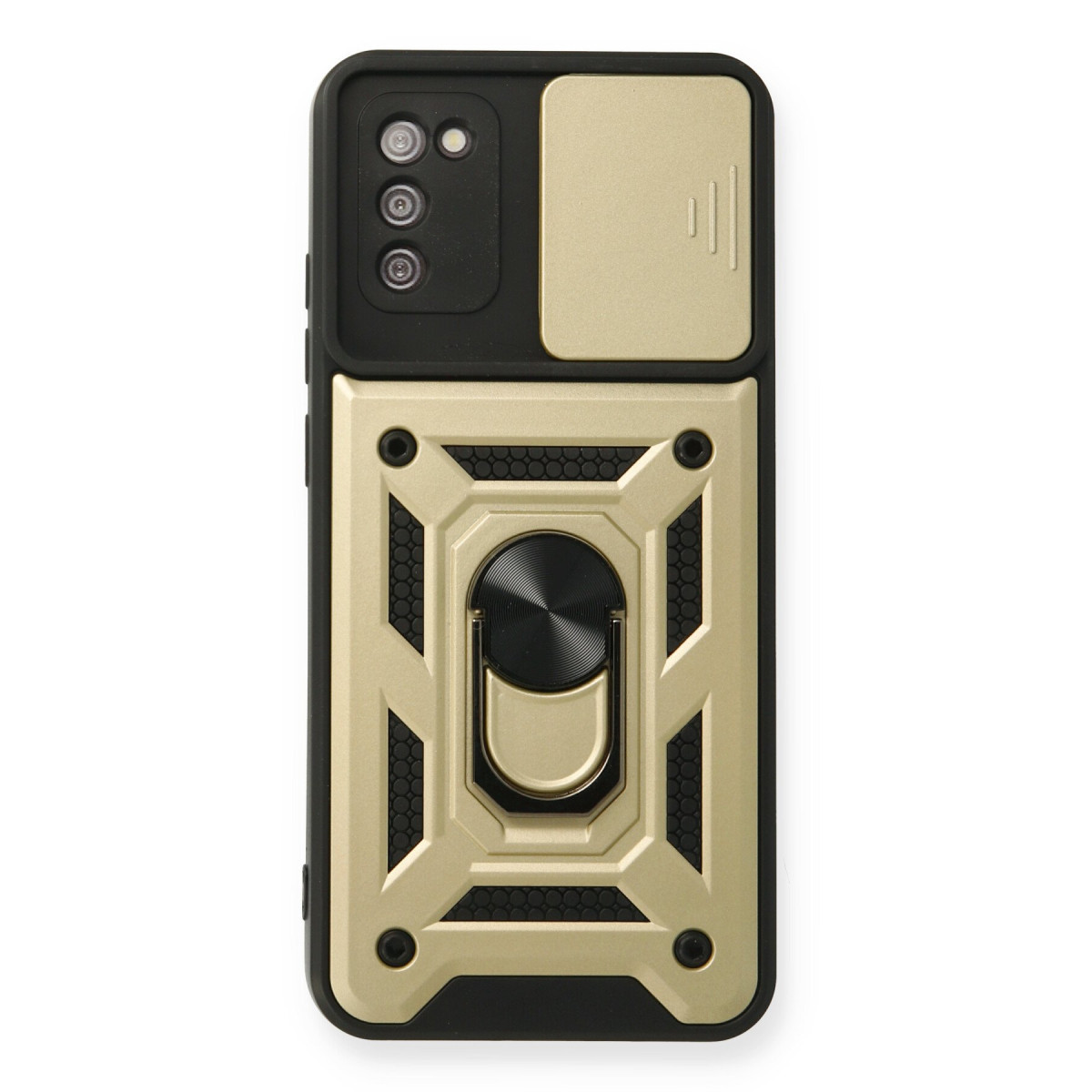 Newface Samsung Galaxy A03S Kılıf Pars Lens Yüzüklü Silikon - Gold — görsel 7