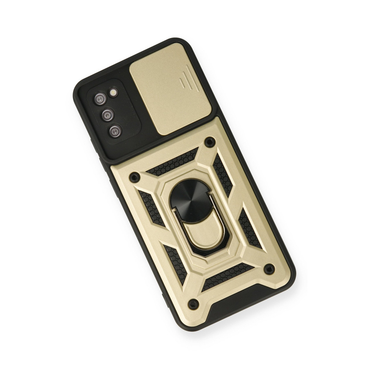 Newface Samsung Galaxy A03S Kılıf Pars Lens Yüzüklü Silikon - Gold — görsel 9