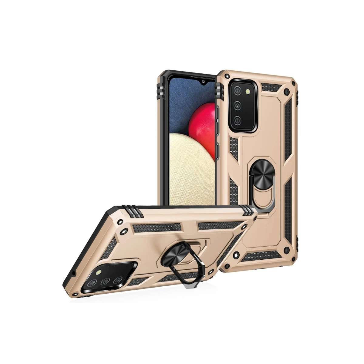 Newface Samsung Galaxy A03S Kılıf Sofya Yüzüklü Silikon Kapak - Gold — görsel 11
