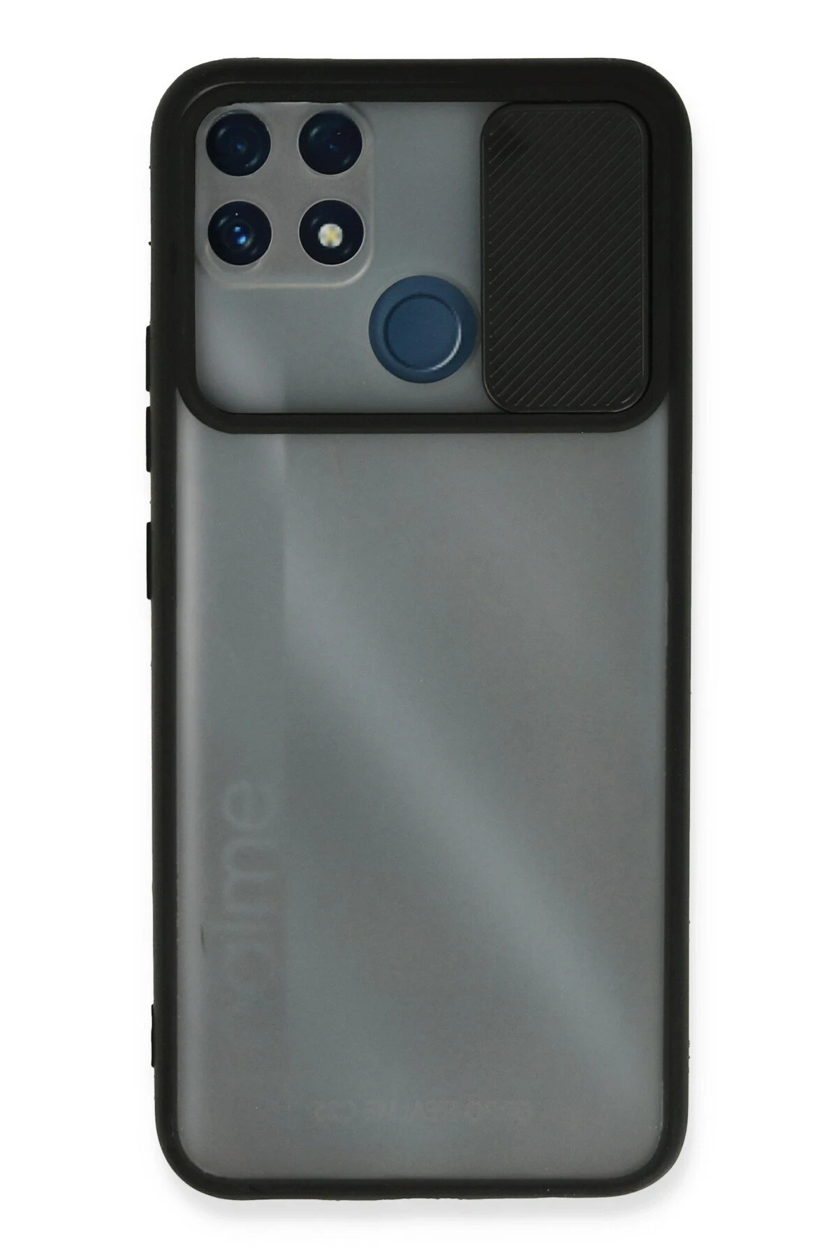 Newface Realme C25 Kılıf Palm Buzlu Kamera Sürgülü Silikon - Siyah