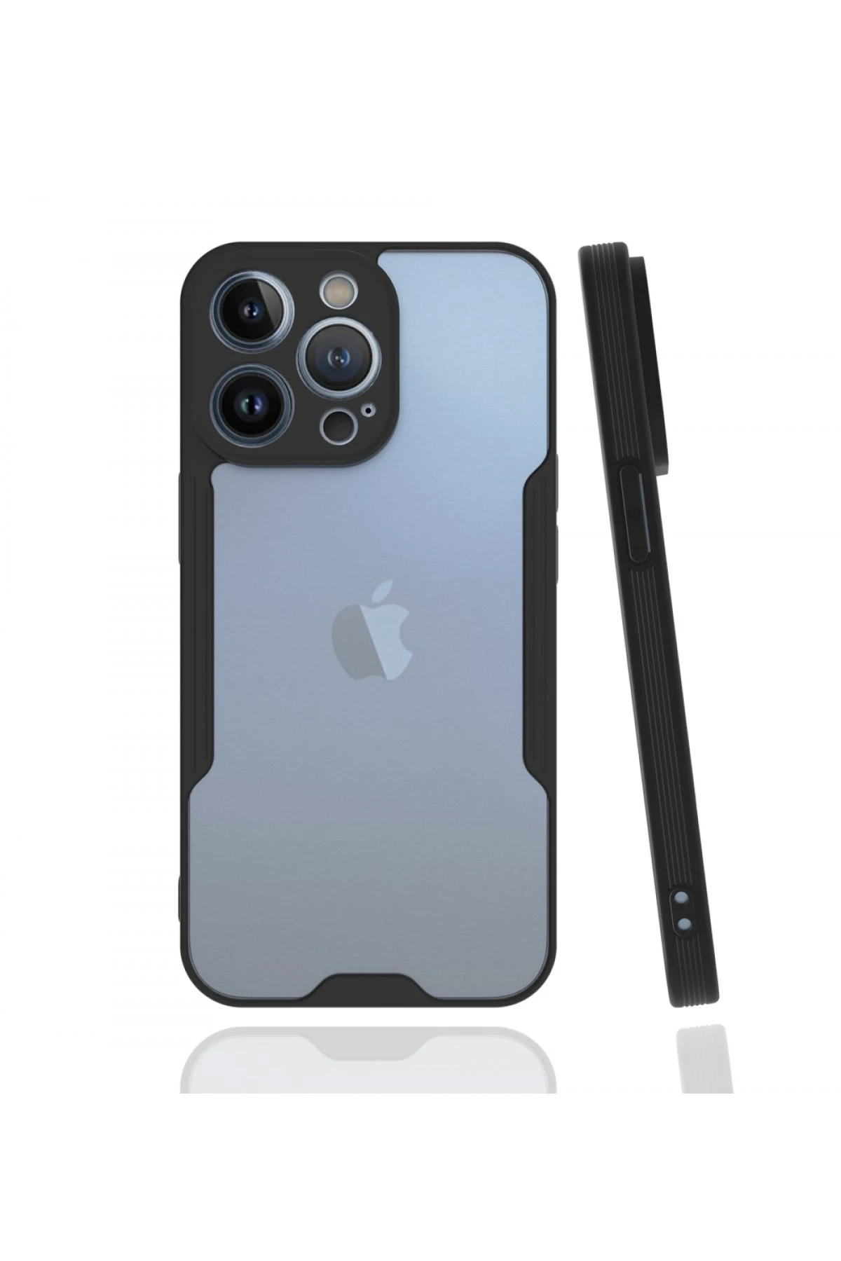 Newface Apple iPhone 13 Pro Max Kılıf Platin Silikon - Siyah