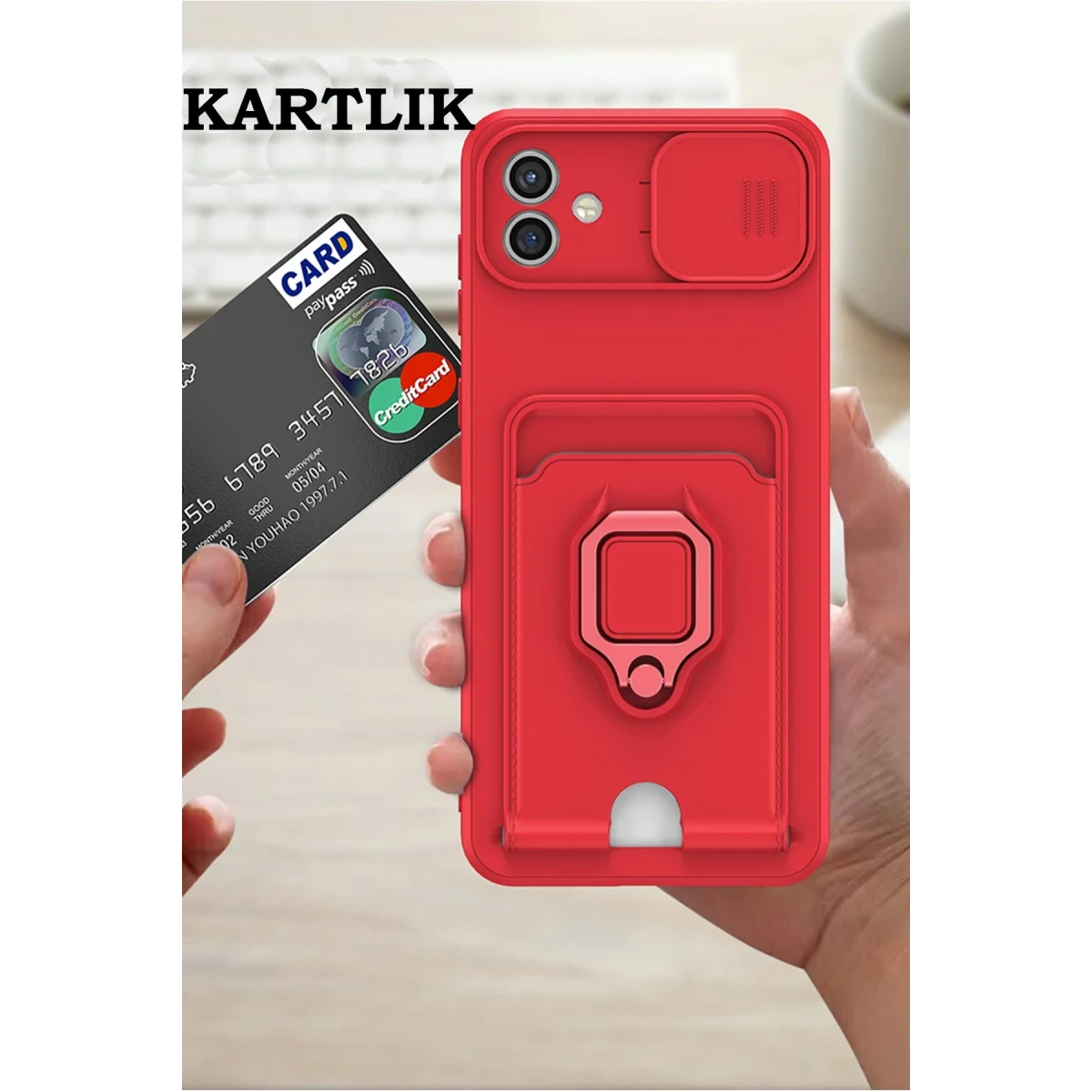 Newface Samsung Galaxy A05 Kılıf Zuma Kartvizitli Yüzüklü Silikon - Siyah — görsel 8