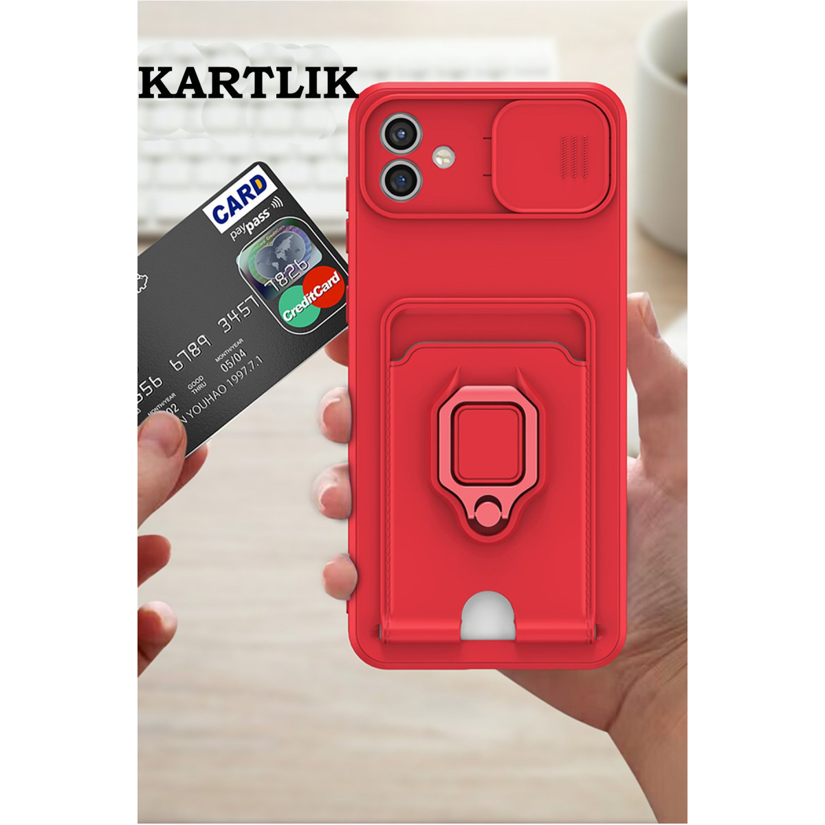 Newface Samsung Galaxy A05 Kılıf Zuma Kartvizitli Yüzüklü Silikon - Siyah — görsel 12