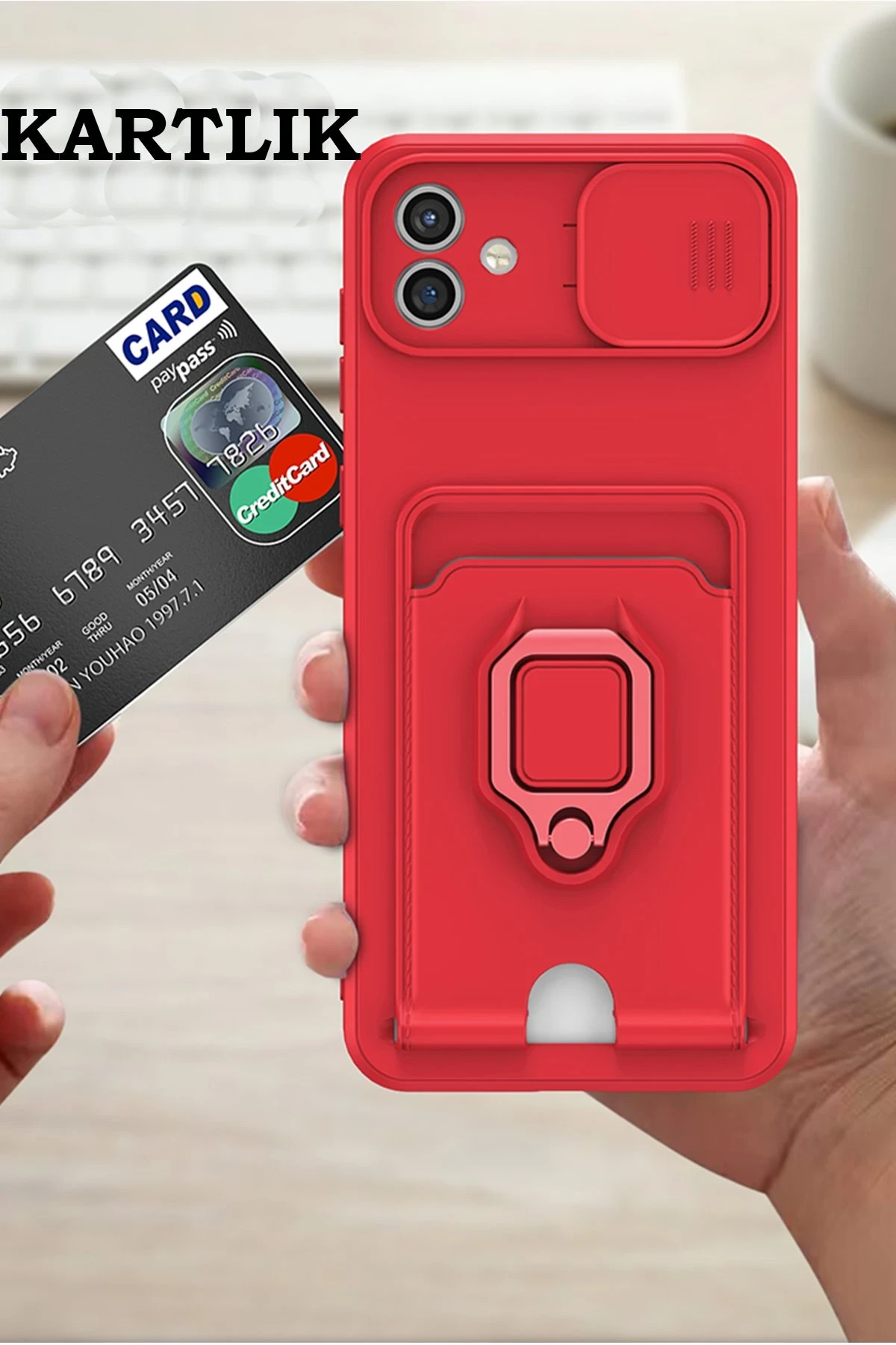 Newface Samsung Galaxy A05 Kılıf Zuma Kartvizitli Yüzüklü Silikon - Pembe