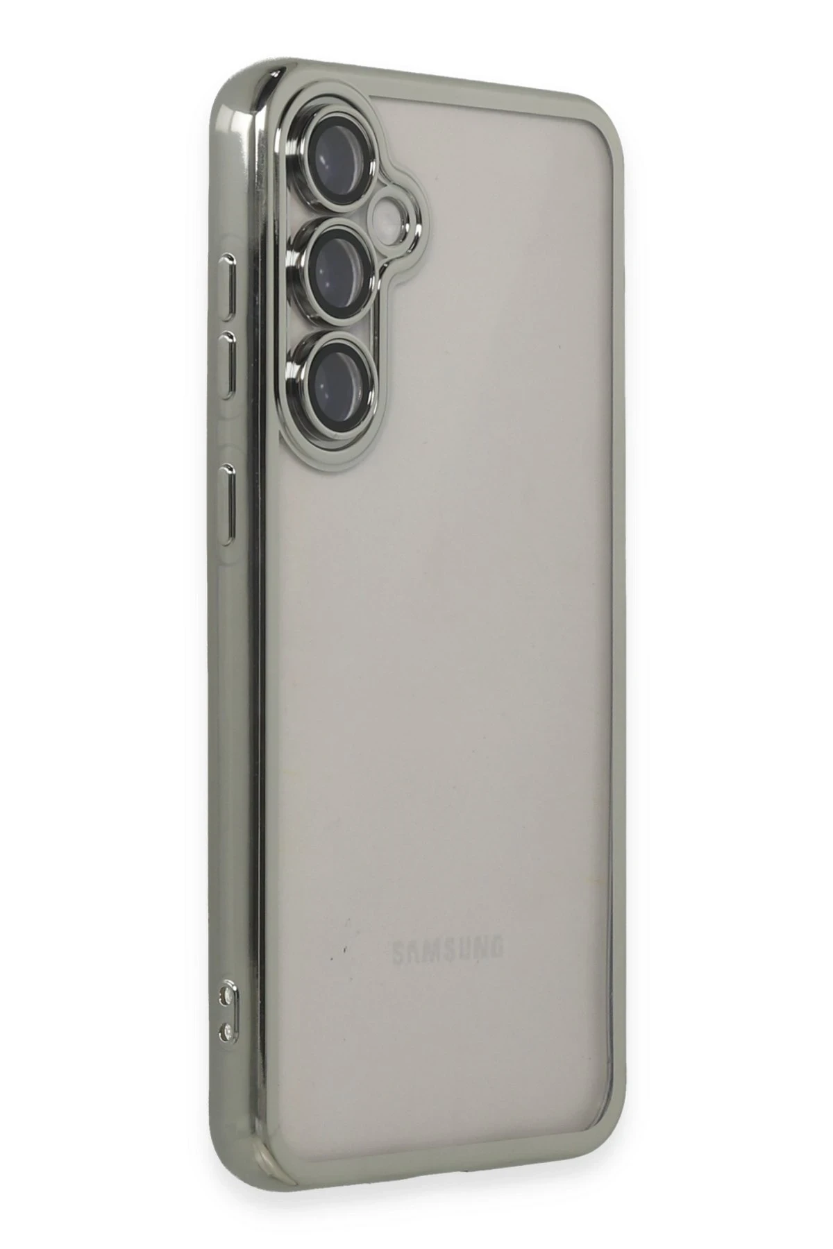 Newface Samsung Galaxy S23 FE Kılıf Razer Lensli Silikon - Gümüş