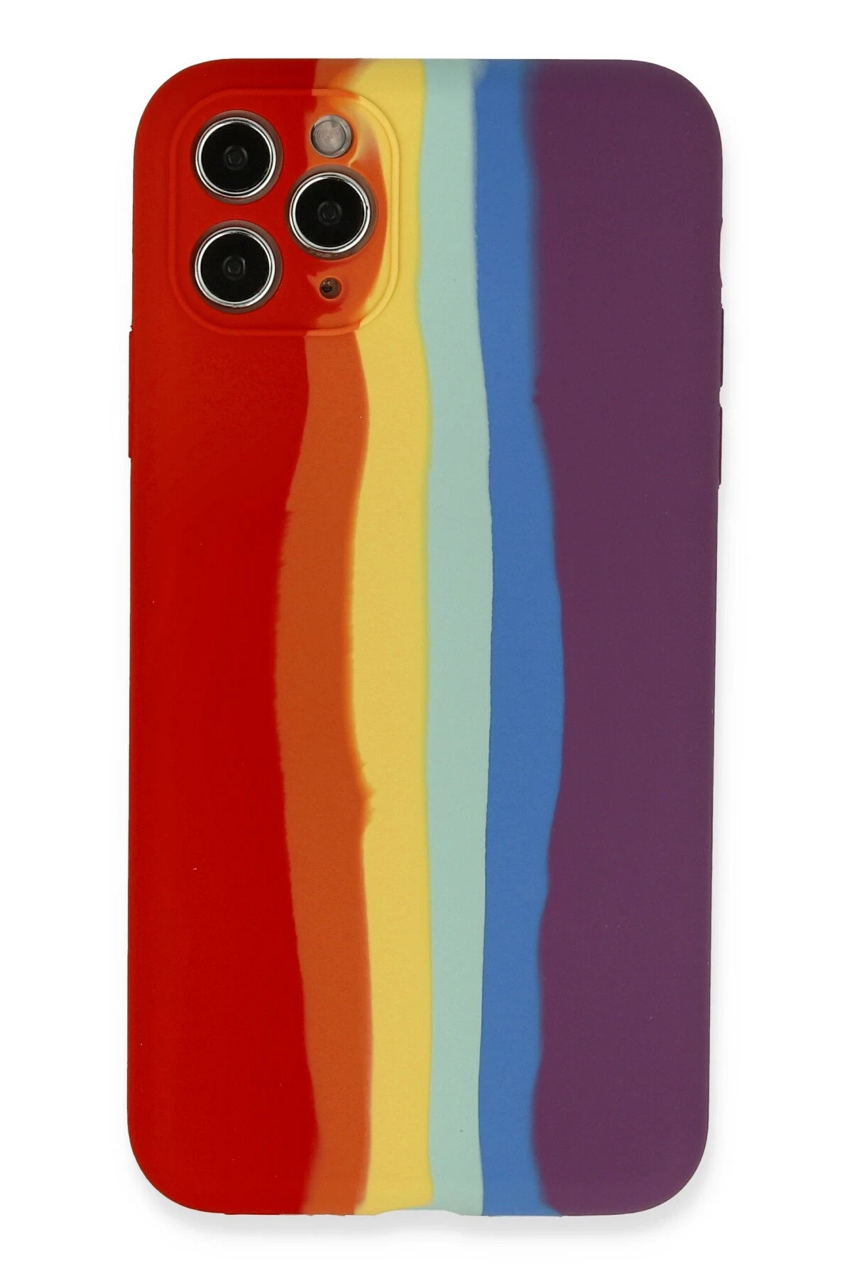 Newface iPhone 11 Pro Kılıf Ebruli Lansman Silikon - Kırmızı-Mor
