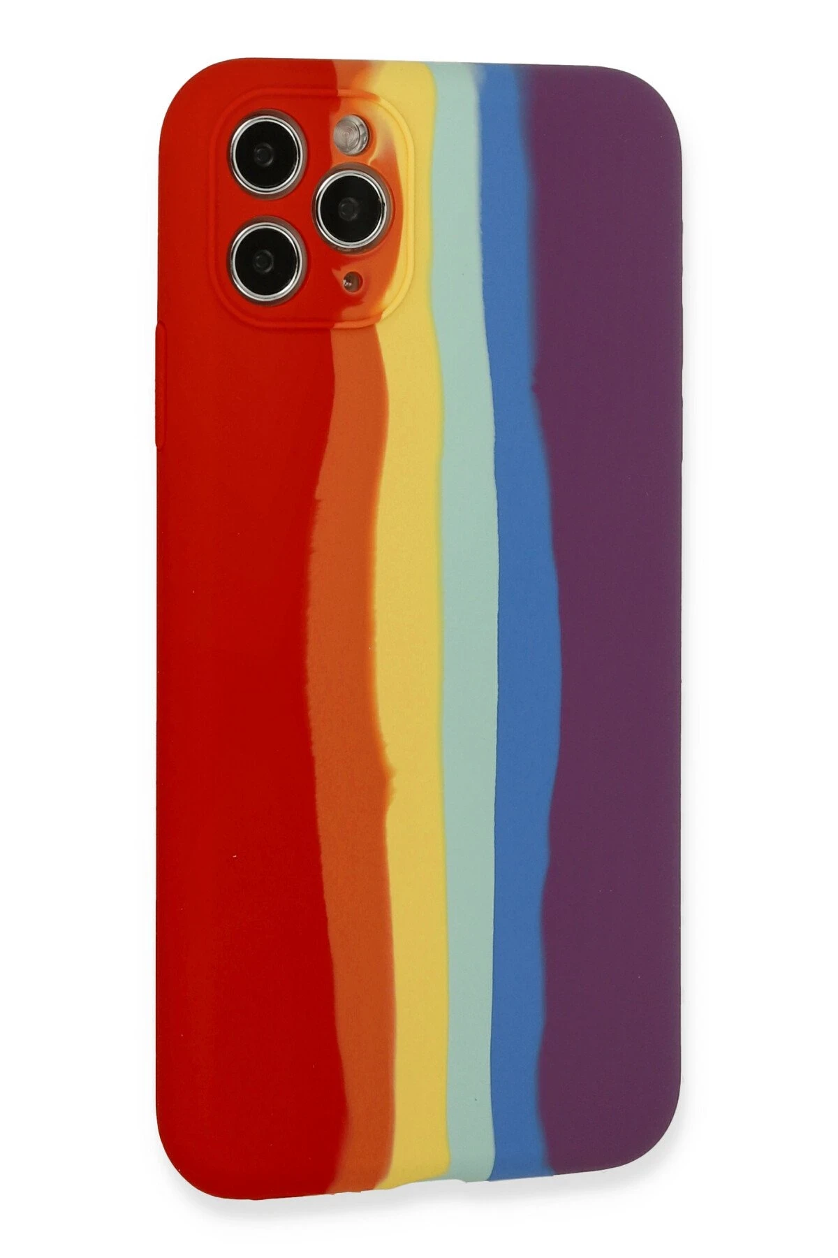 Newface iPhone 11 Pro Kılıf Ebruli Lansman Silikon - Kırmızı-Mor