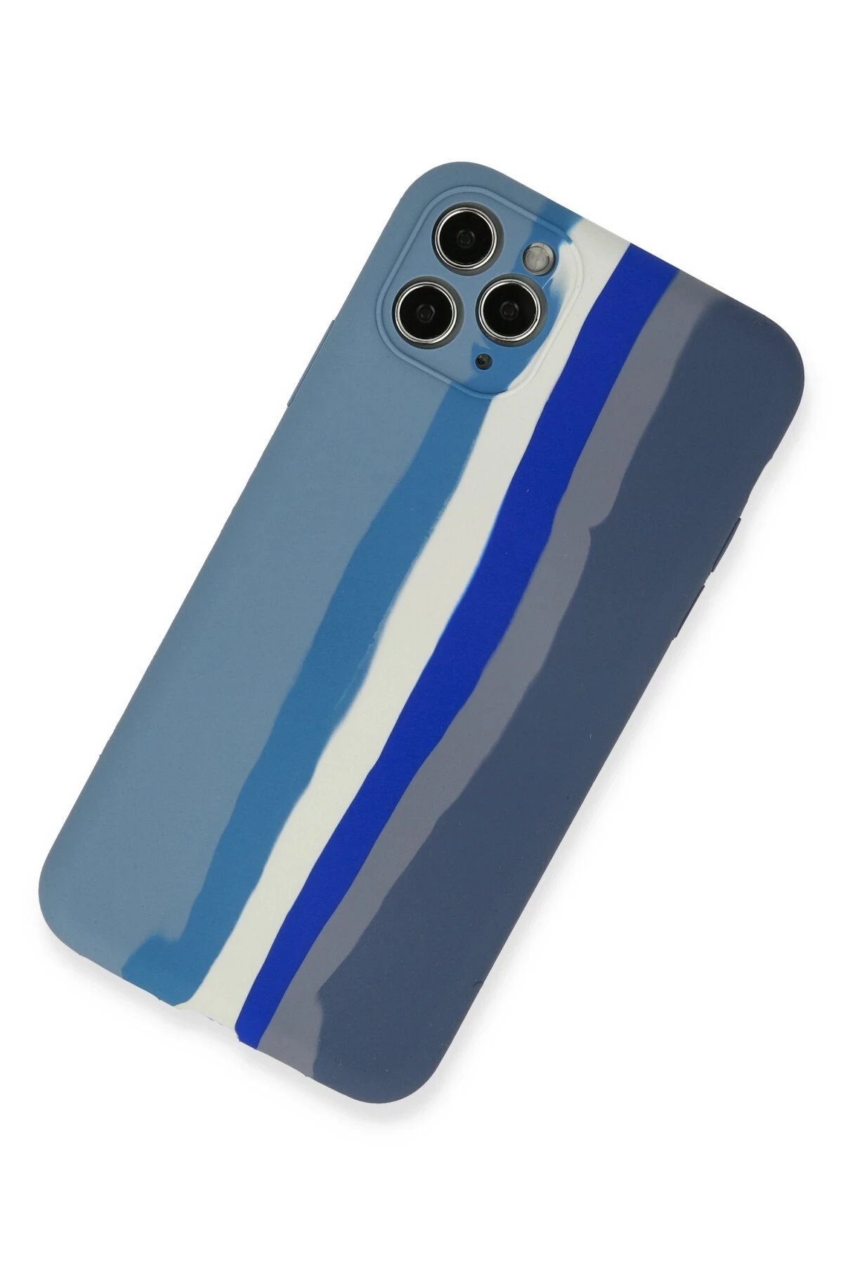 Newface iPhone 11 Pro Kılıf Ebruli Lansman Silikon - Mavi-Gri
