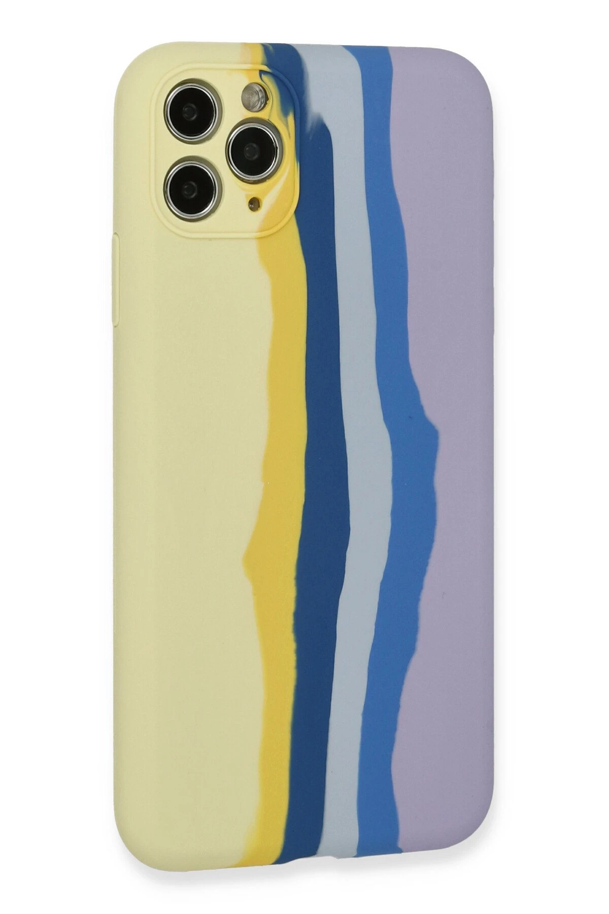 Newface iPhone 11 Pro Kılıf Ebruli Lansman Silikon - Sarı-Lila