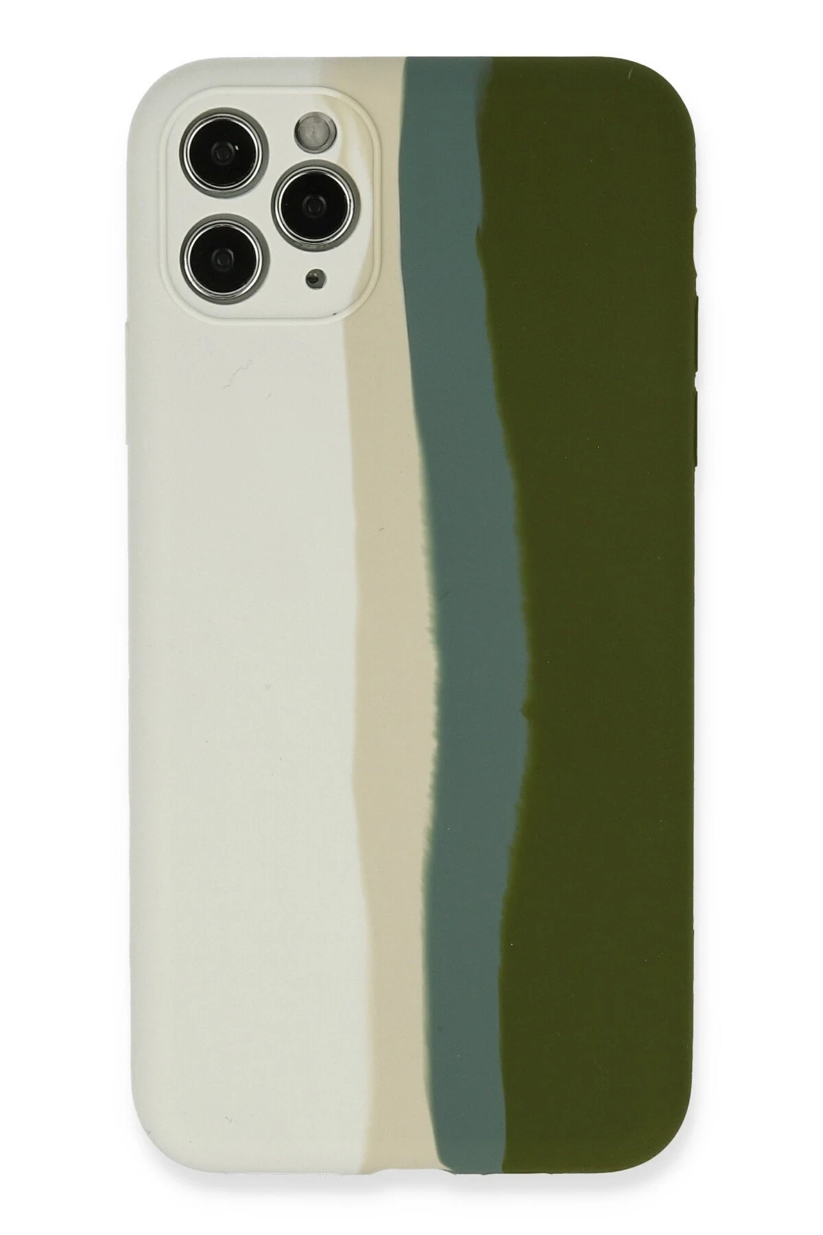 Newface iPhone 11 Pro Kılıf Ebruli Lansman Silikon - Beyaz-Yeşil