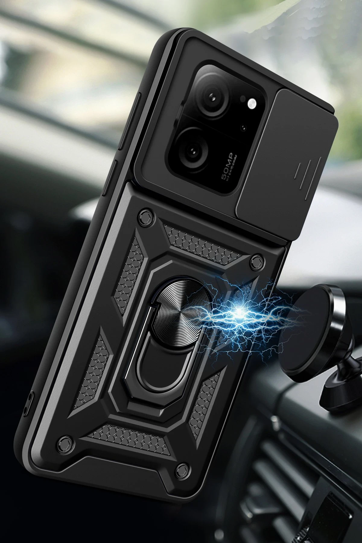 Newface Xiaomi Mi 13T Pro Kılıf Pars Lens Yüzüklü Silikon - Siyah — görsel 2