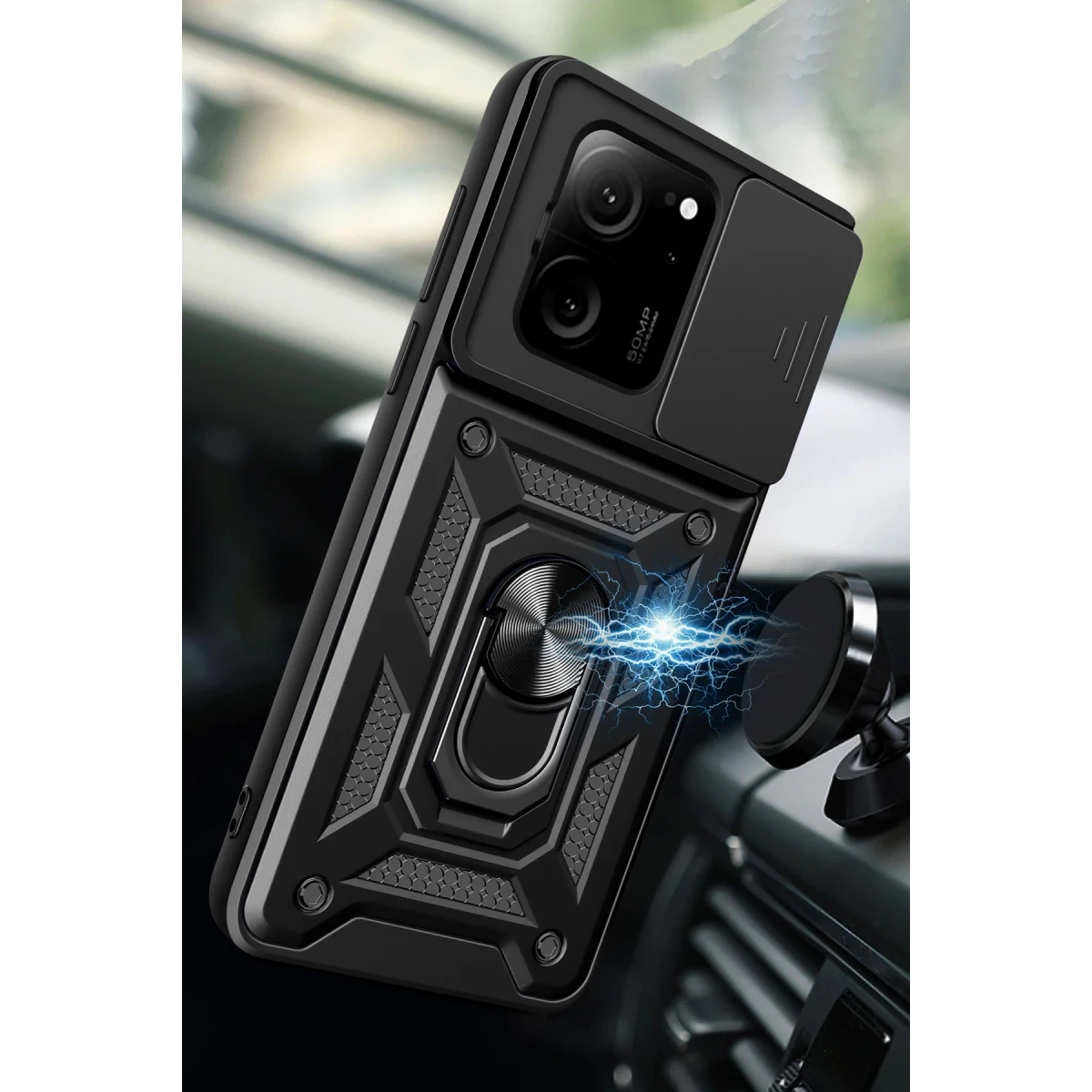 Newface Xiaomi Mi 13T Pro Kılıf Pars Lens Yüzüklü Silikon - Siyah — görsel 7