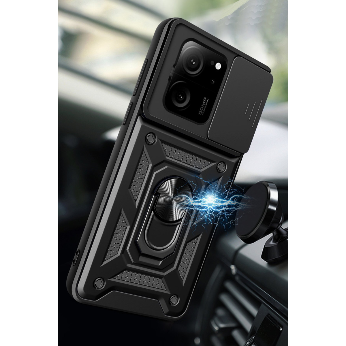 Newface Xiaomi Mi 13T Pro Kılıf Pars Lens Yüzüklü Silikon - Siyah — görsel 12