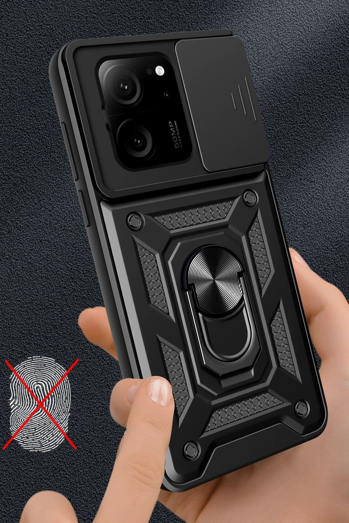 Newface Xiaomi Mi 13T Pro Kılıf Pars Lens Yüzüklü Silikon - Siyah — görsel 4