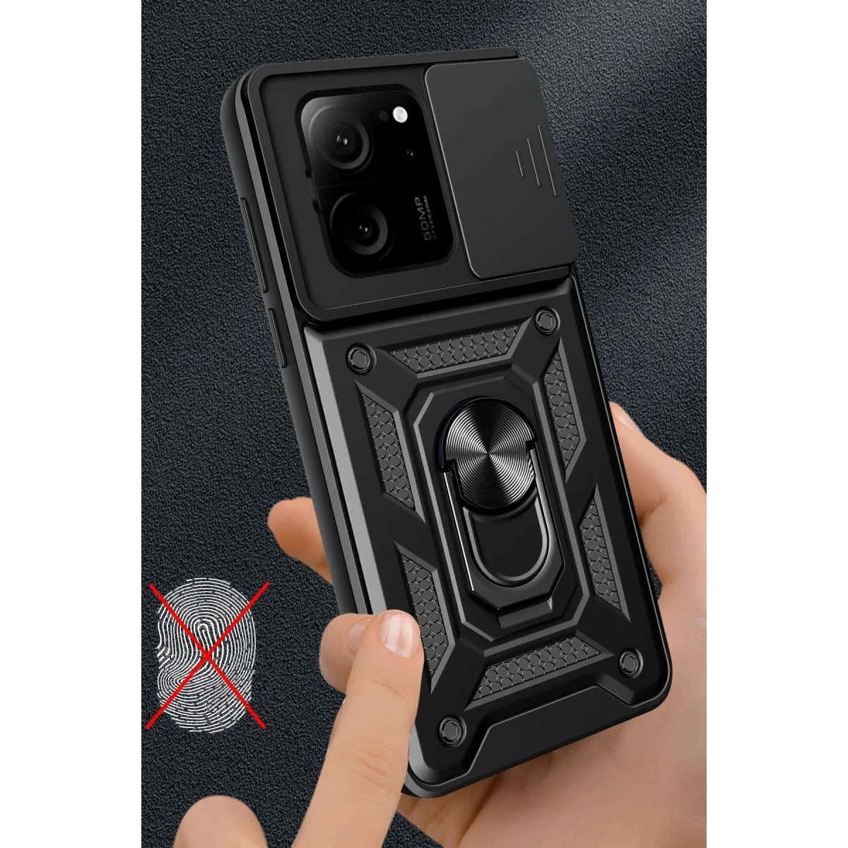 Newface Xiaomi Mi 13T Pro Kılıf Pars Lens Yüzüklü Silikon - Siyah — görsel 9