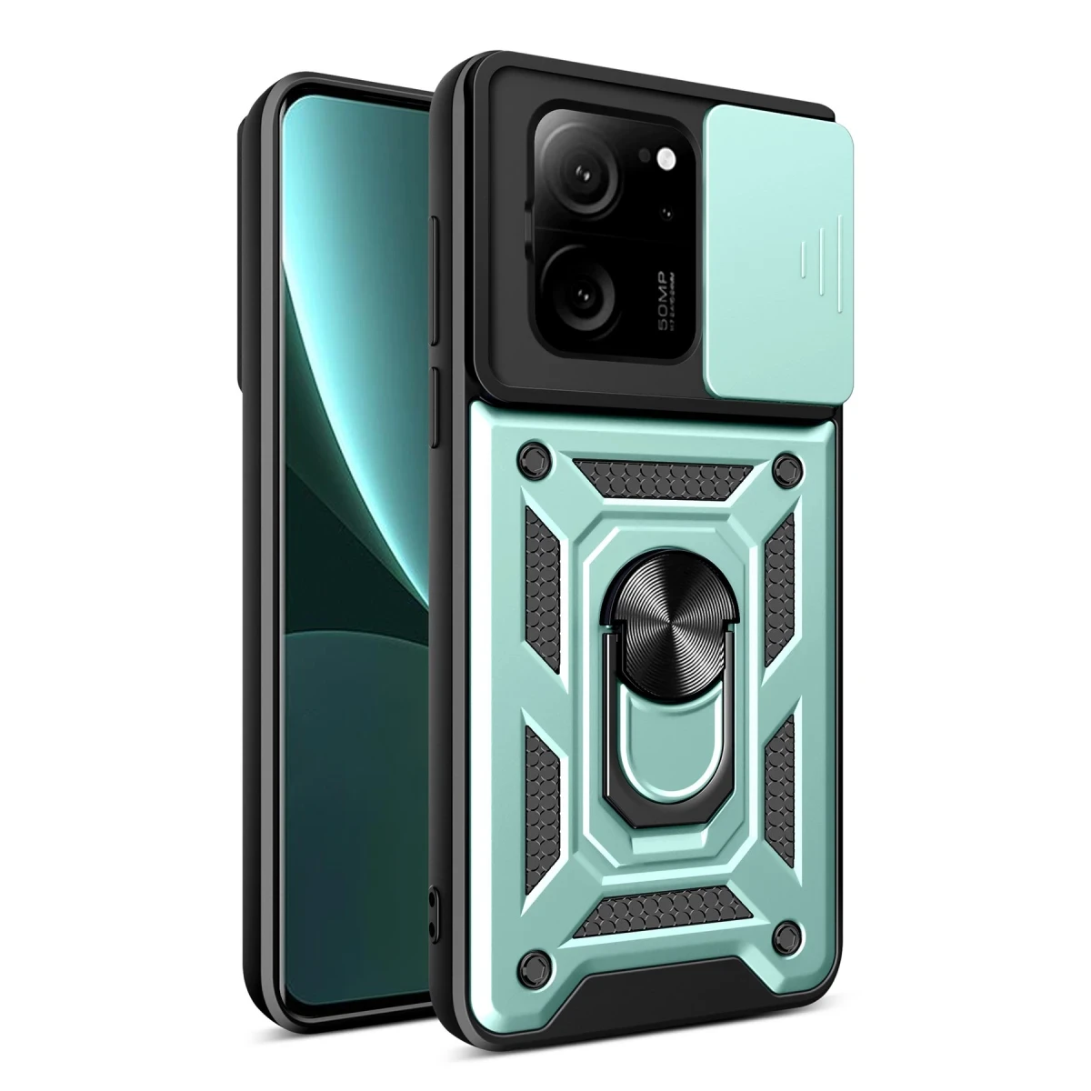 Newface Xiaomi Mi 13T Pro Kılıf Pars Lens Yüzüklü Silikon - Yeşil