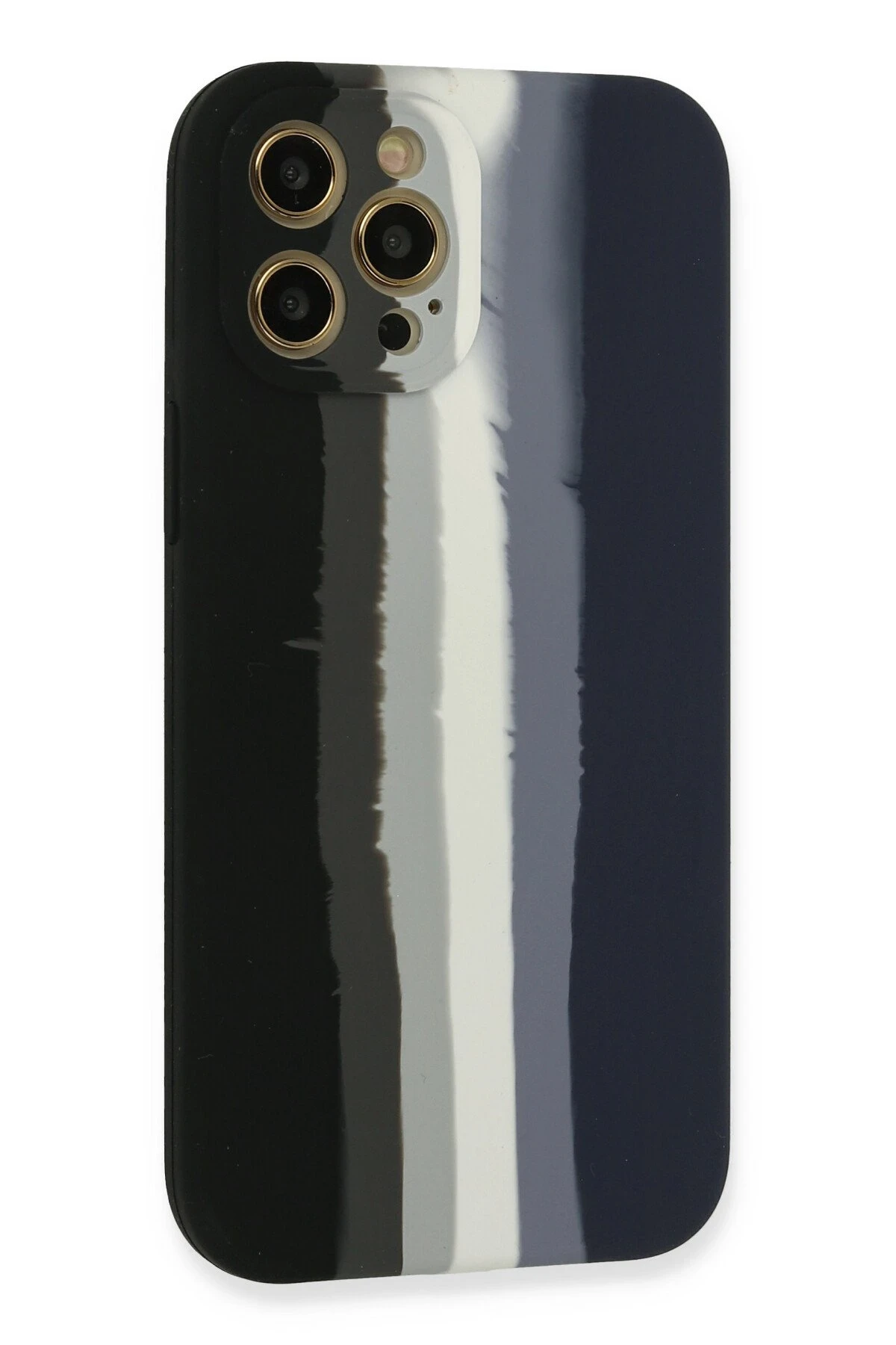Newface iPhone 12 Pro Kılıf Ebruli Lansman Silikon - Siyah-Lacivert