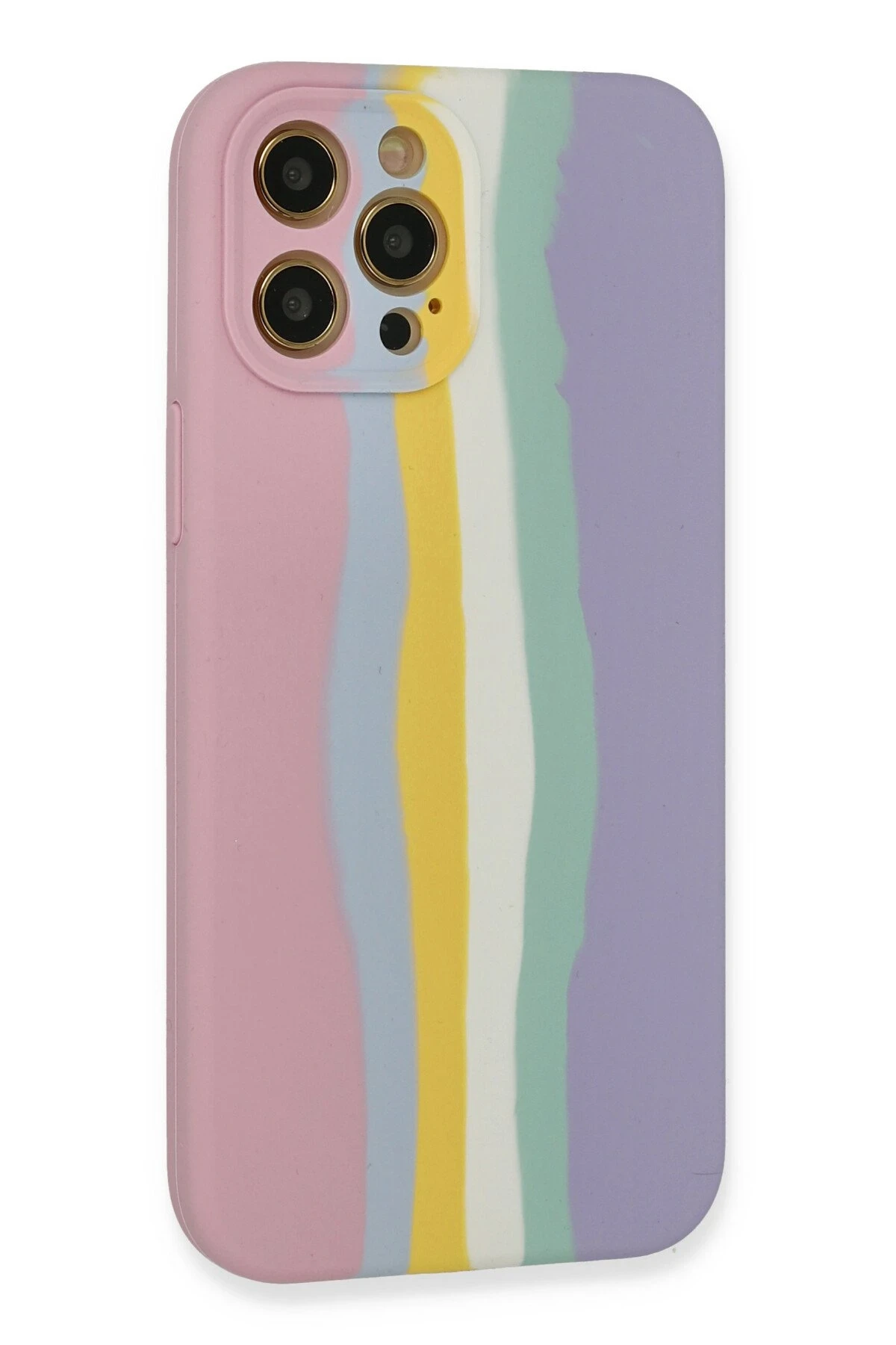 Newface iPhone 12 Pro Max Kılıf Ebruli Lansman Silikon - Pembe-Lila