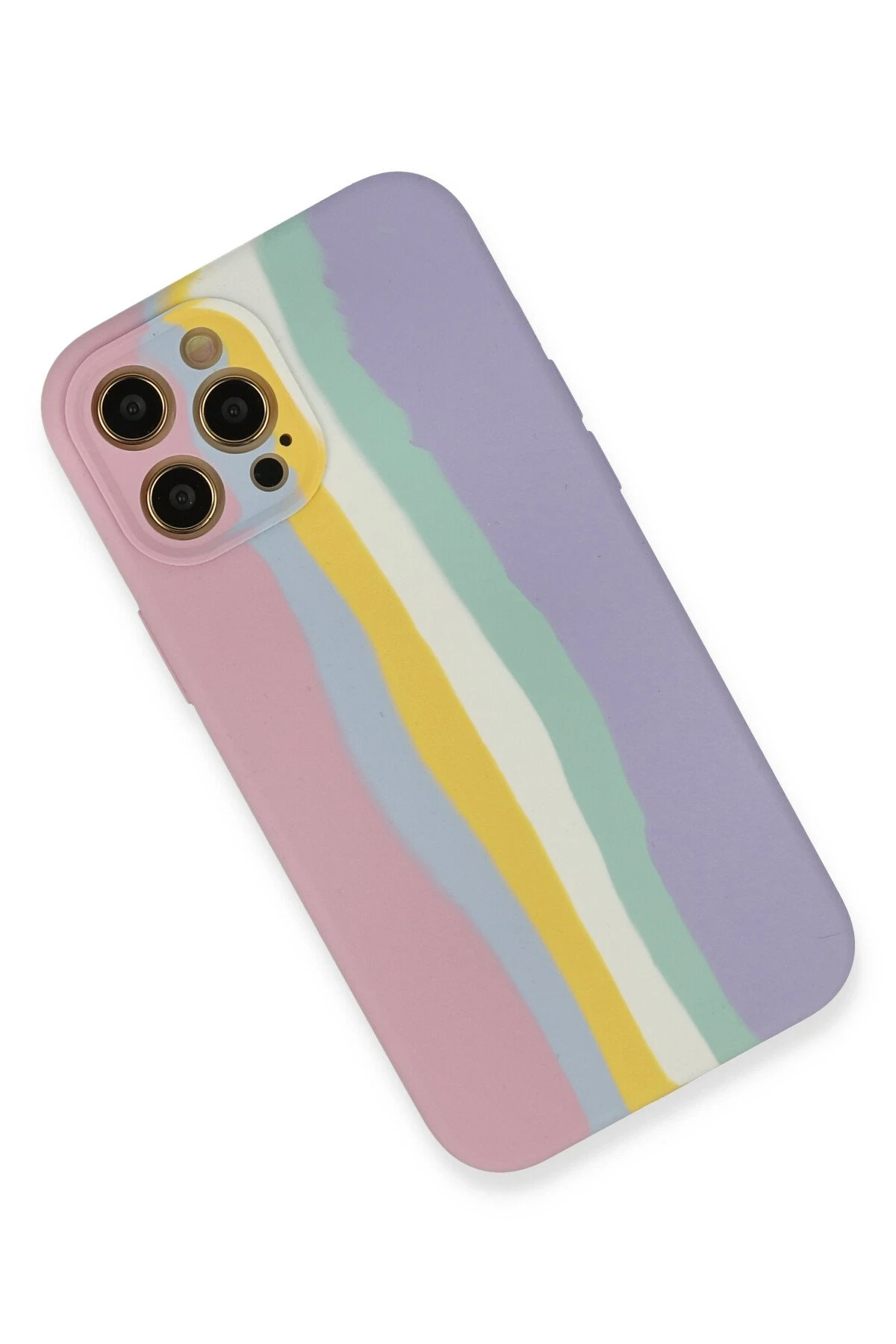 Newface iPhone 12 Pro Max Kılıf Ebruli Lansman Silikon - Pembe-Lila