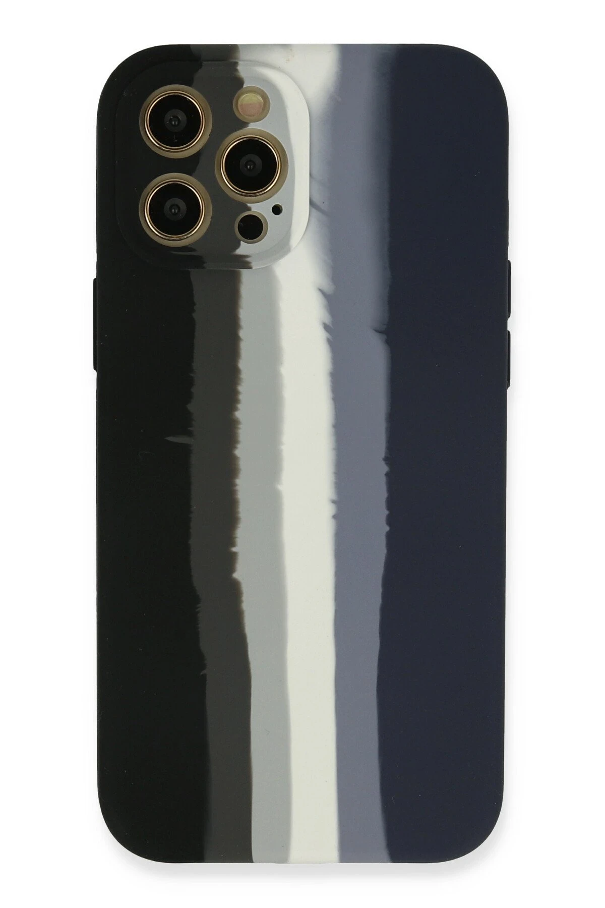 Newface iPhone 12 Pro Max Kılıf Ebruli Lansman Silikon - Siyah-Lacivert