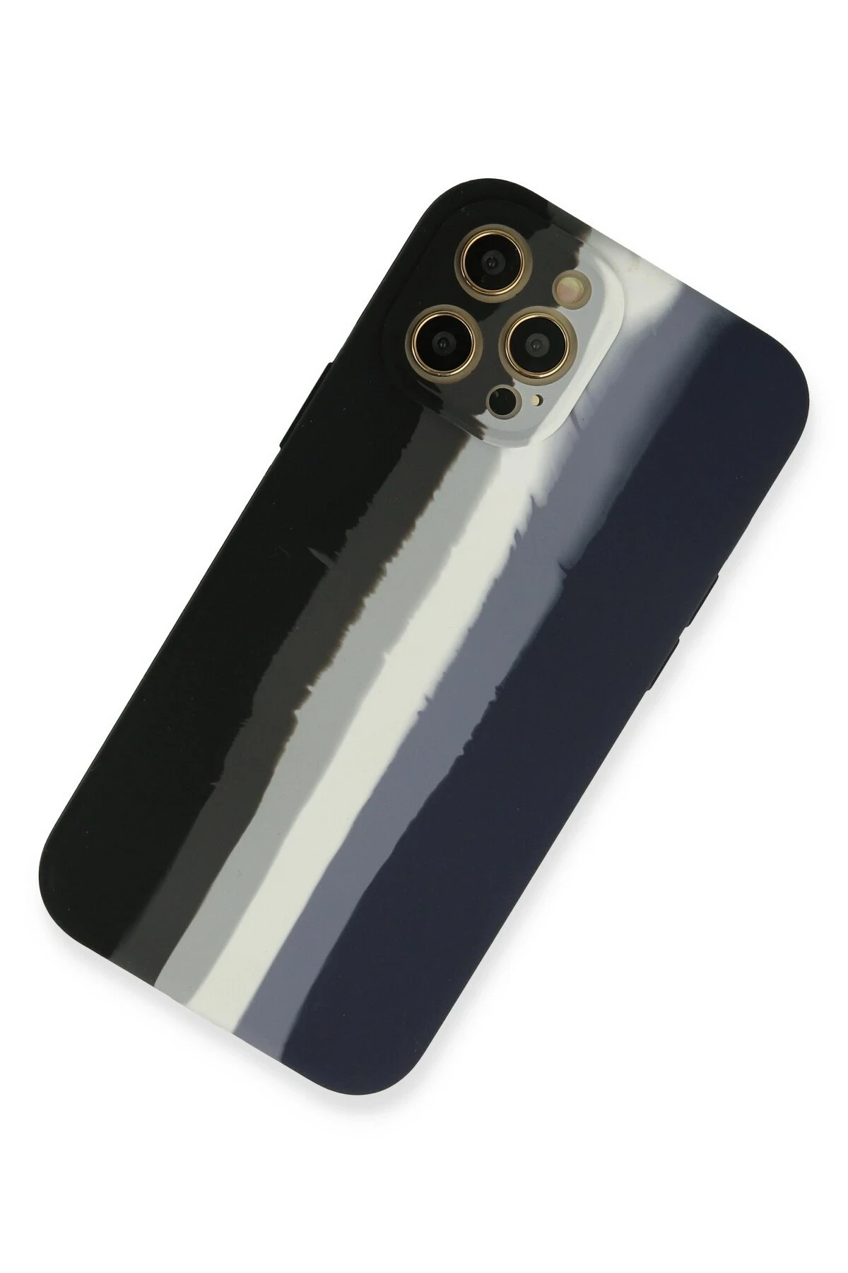 Newface iPhone 12 Pro Max Kılıf Ebruli Lansman Silikon - Siyah-Lacivert