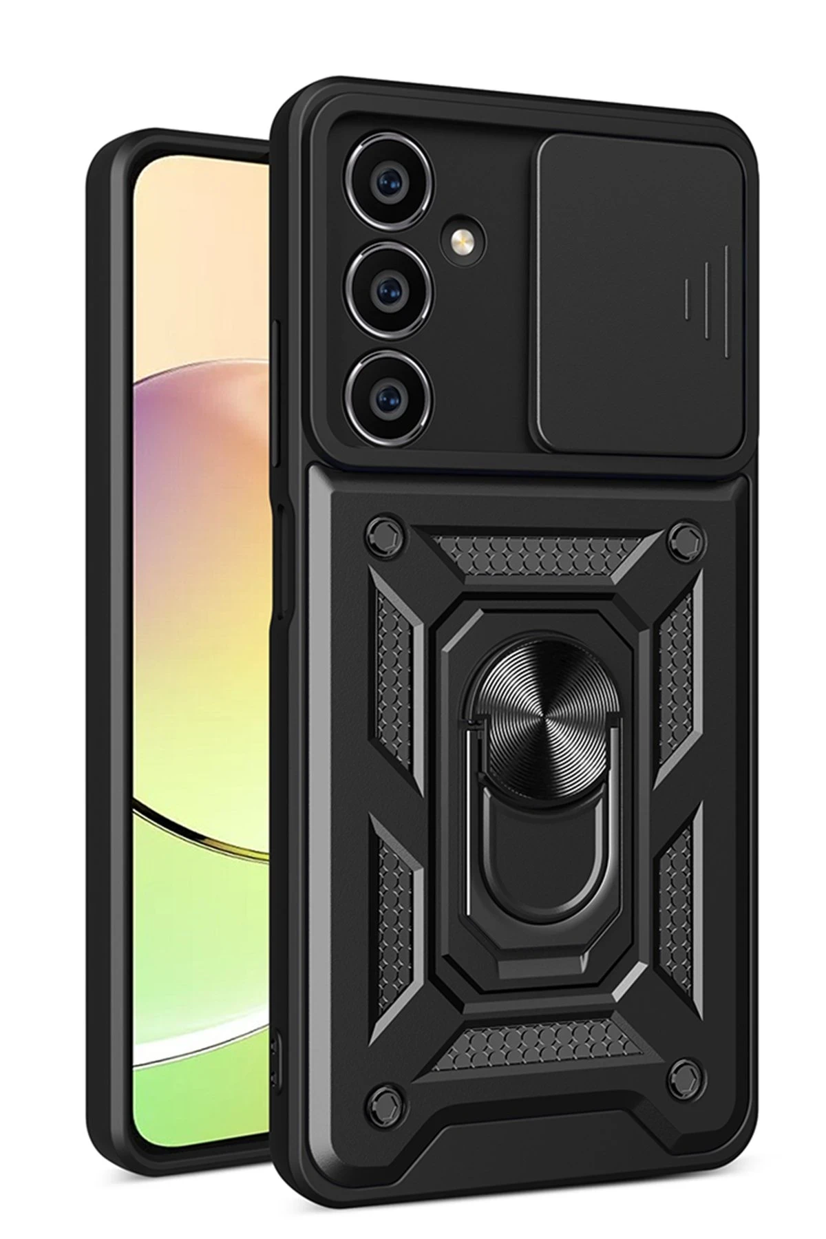 Newface Samsung Galaxy A05S Kılıf Pars Lens Yüzüklü Silikon - Siyah