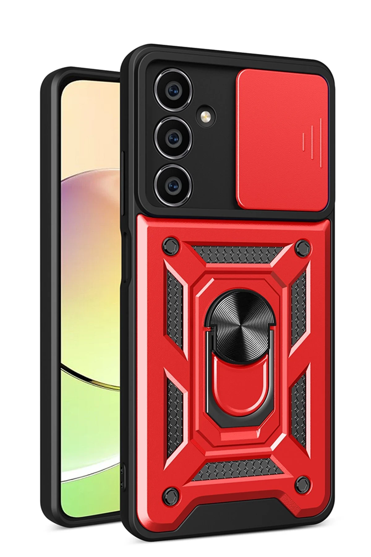Newface Samsung Galaxy A05S Kılıf Pars Lens Yüzüklü Silikon - Kırmızı