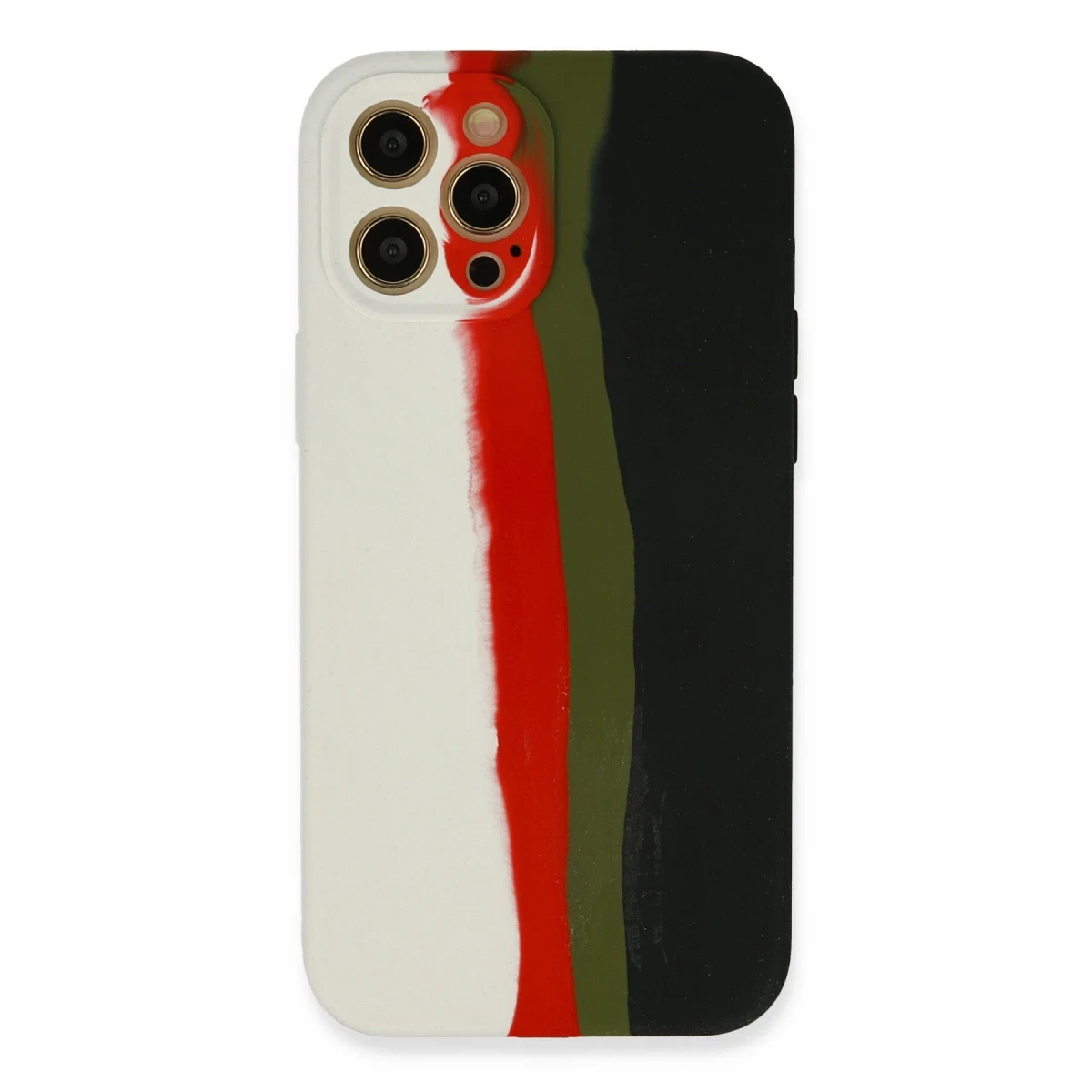 Newface Apple iPhone 12 Pro Max Kılıf Ebruli Lansman Silikon - Beyaz-Siyah