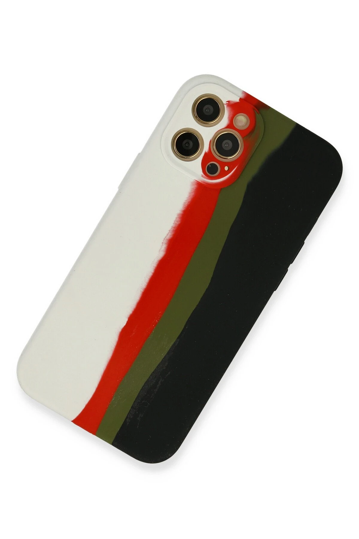 Newface iPhone 12 Pro Max Kılıf Ebruli Lansman Silikon - Beyaz-Siyah