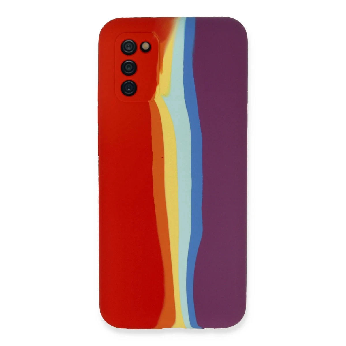 Newface Samsung Galaxy A03S Kılıf Ebruli Lansman Silikon - Kırmızı-Mor — görsel 4
