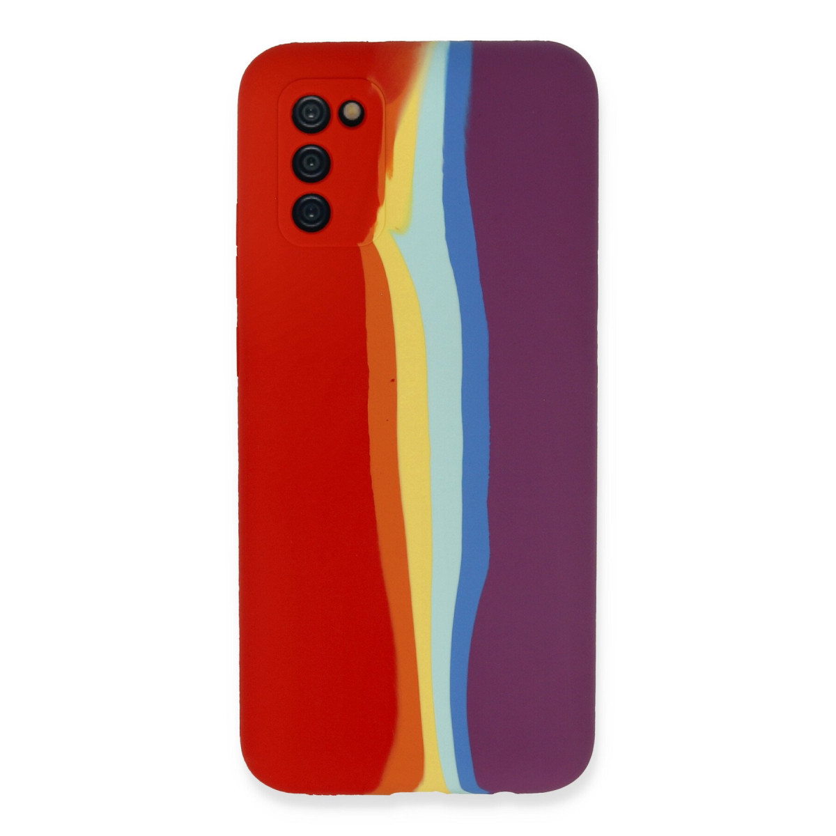 Newface Samsung Galaxy A03S Kılıf Ebruli Lansman Silikon - Kırmızı-Mor — görsel 7