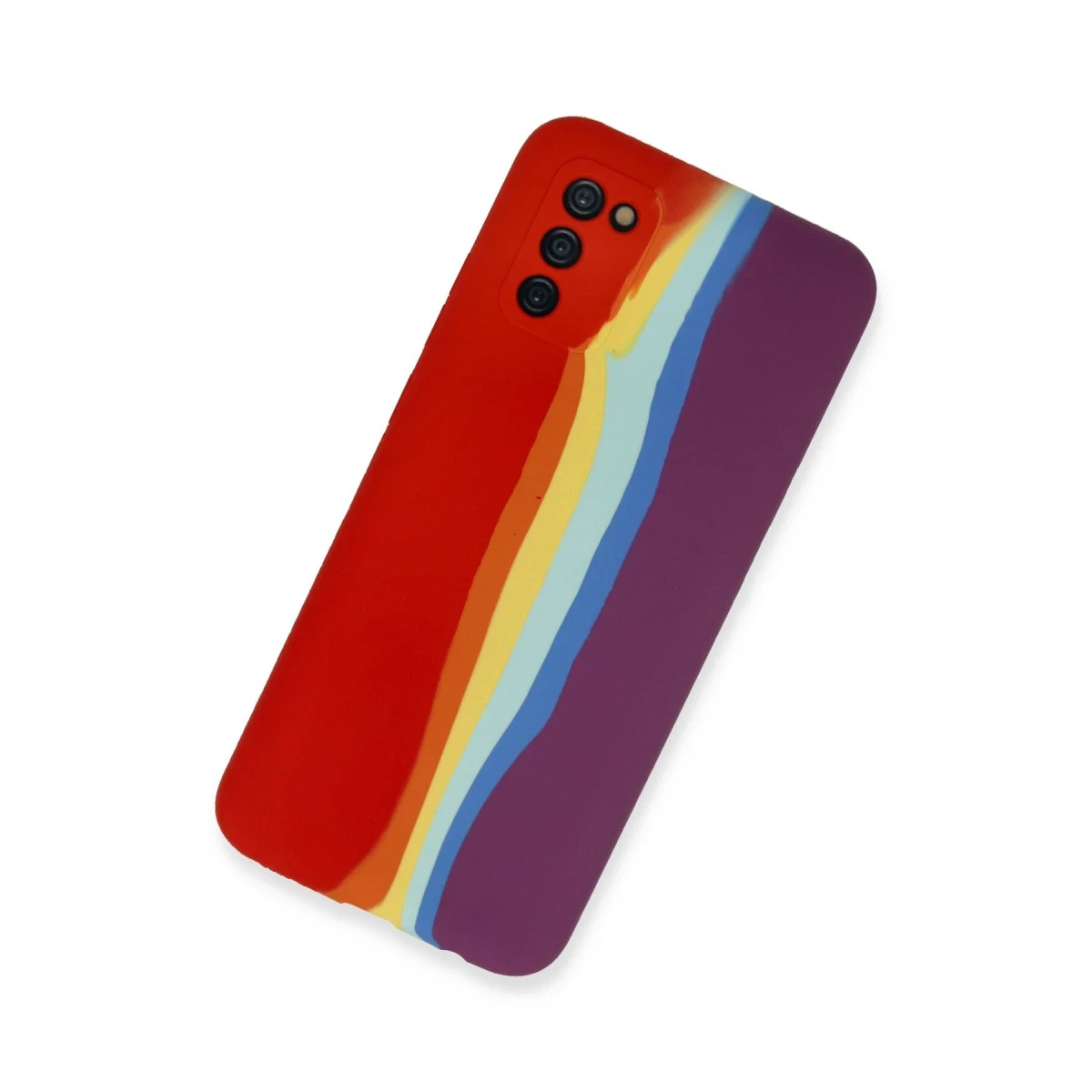 Newface Samsung Galaxy A03S Kılıf Ebruli Lansman Silikon - Kırmızı-Mor — görsel 5