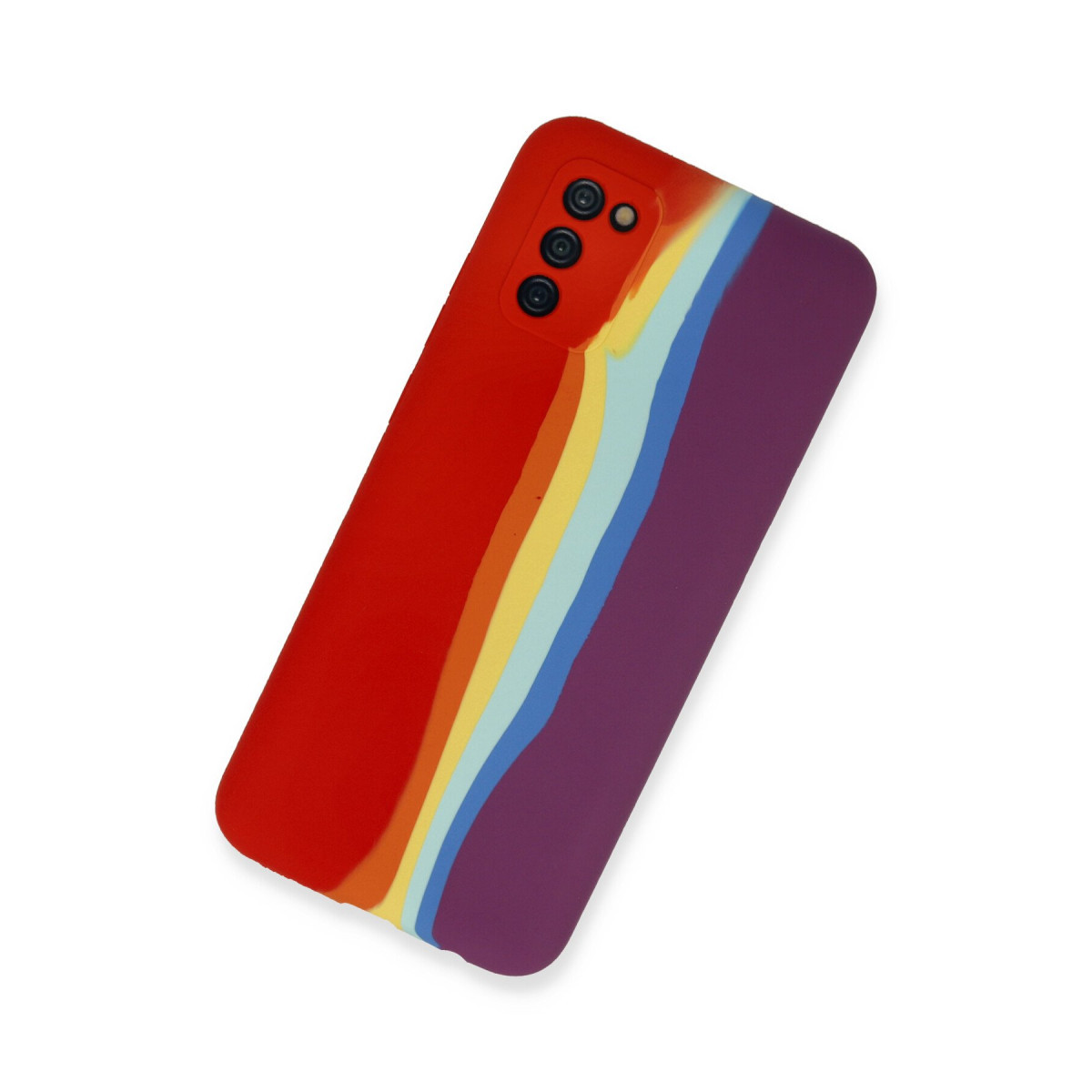 Newface Samsung Galaxy A03S Kılıf Ebruli Lansman Silikon - Kırmızı-Mor — görsel 8
